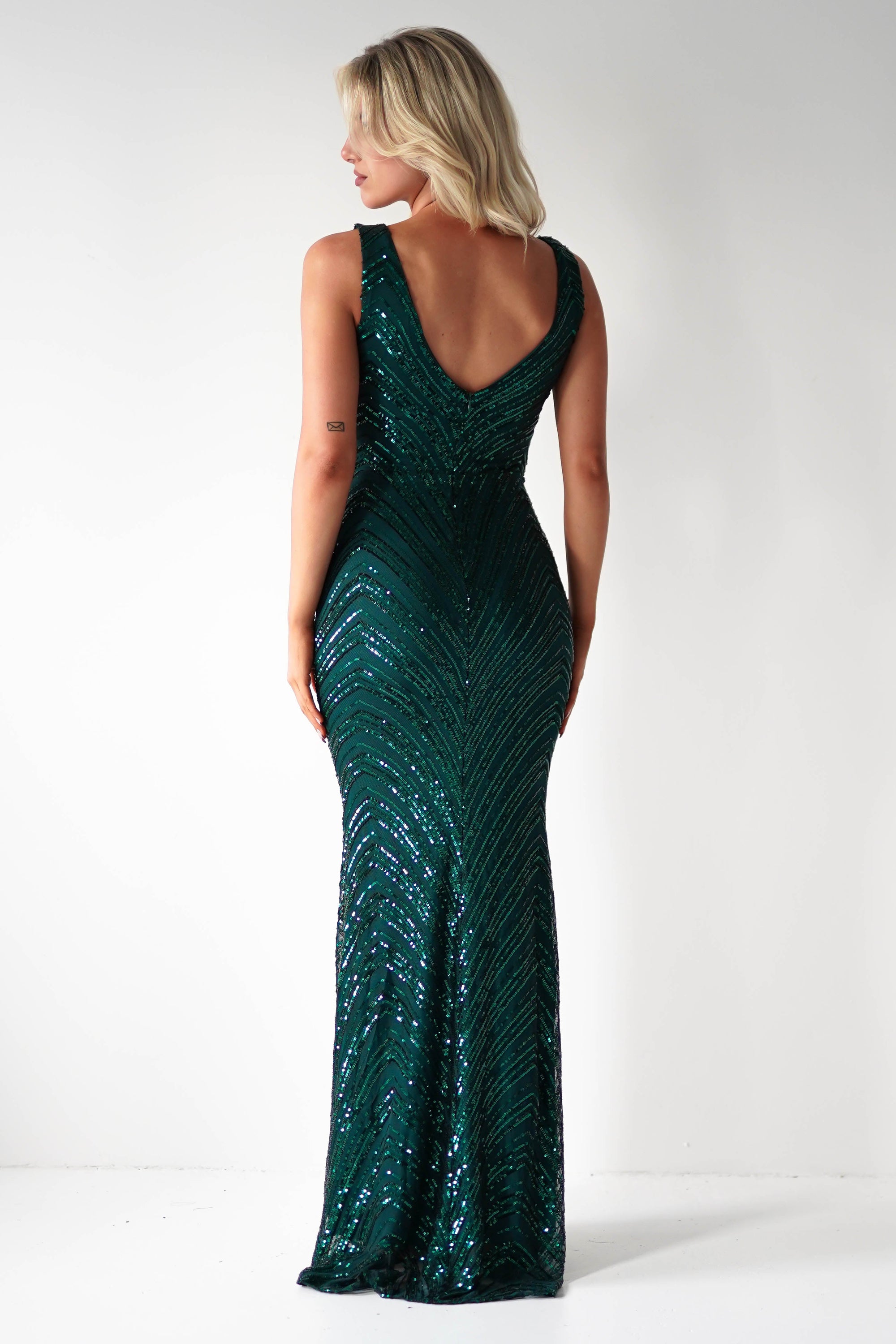 Julietta Sequin Bodycon Maxi Dress | Emerald Green | Oh Hello Clothing | S (8)