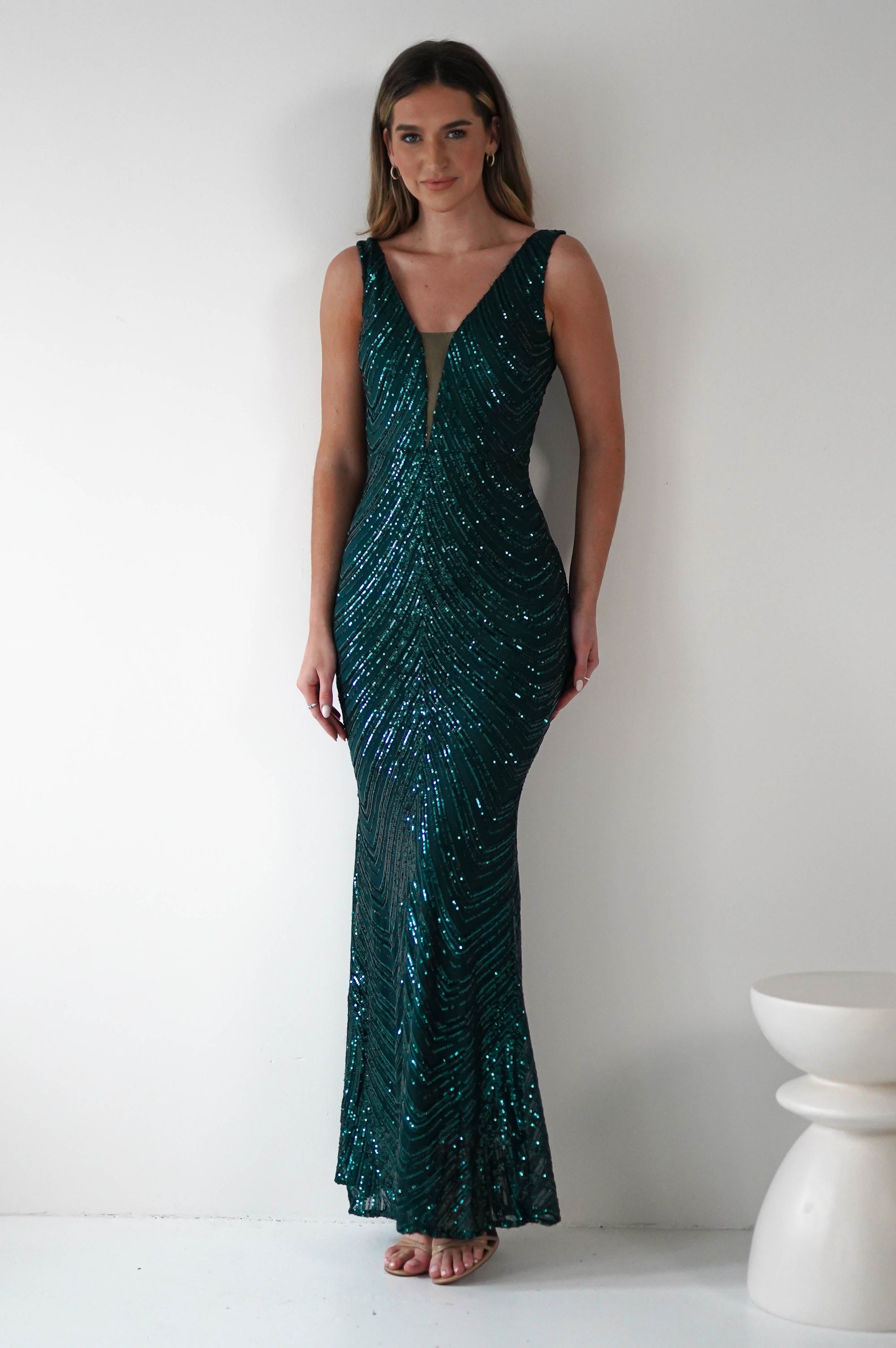 Julietta Sequin Bodycon Maxi Dress | Emerald Green | Oh Hello Clothing | S (8)