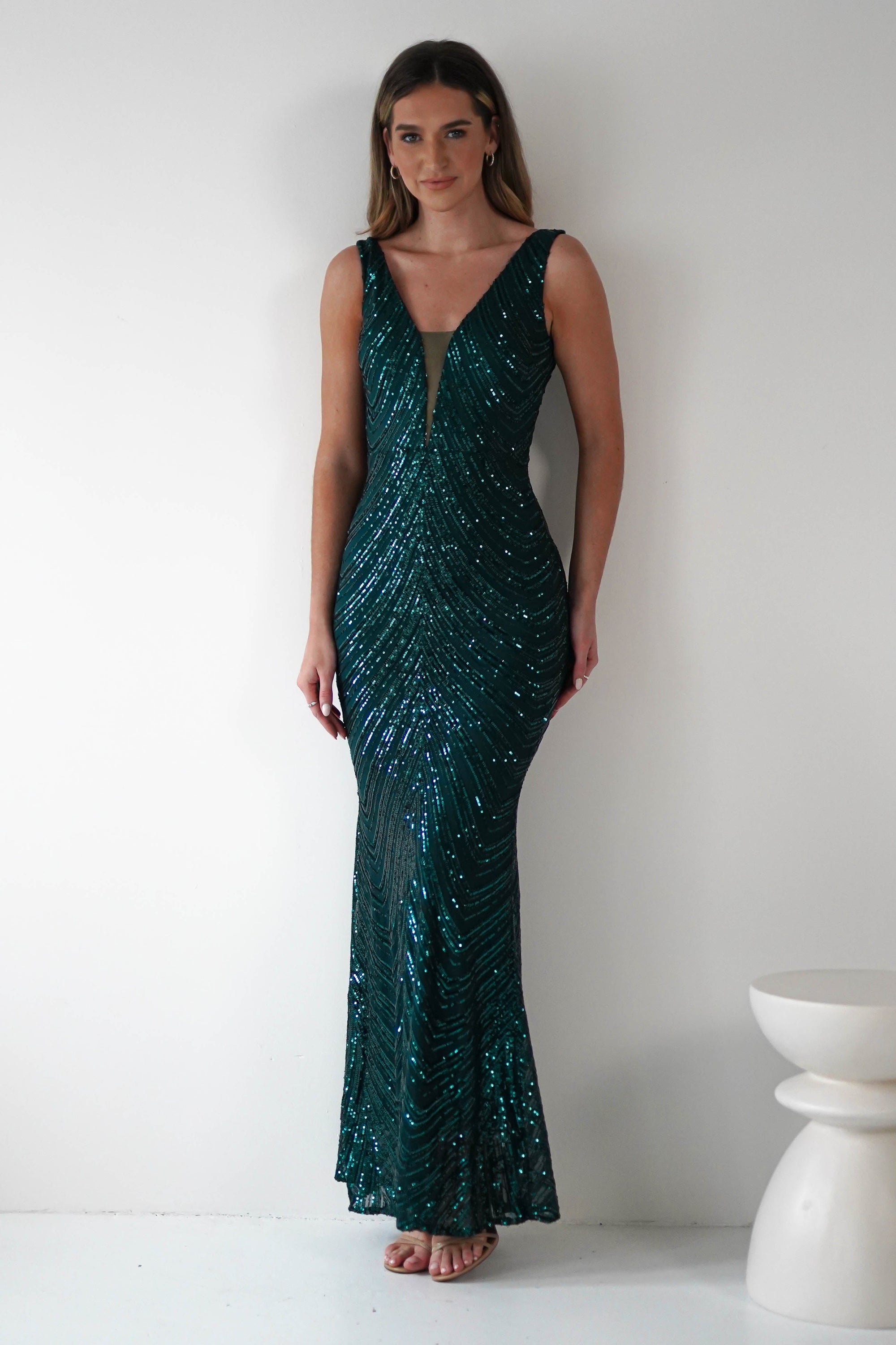 Julietta Sequin Bodycon Maxi Dress | Emerald Green | Oh Hello Clothing | S (8)