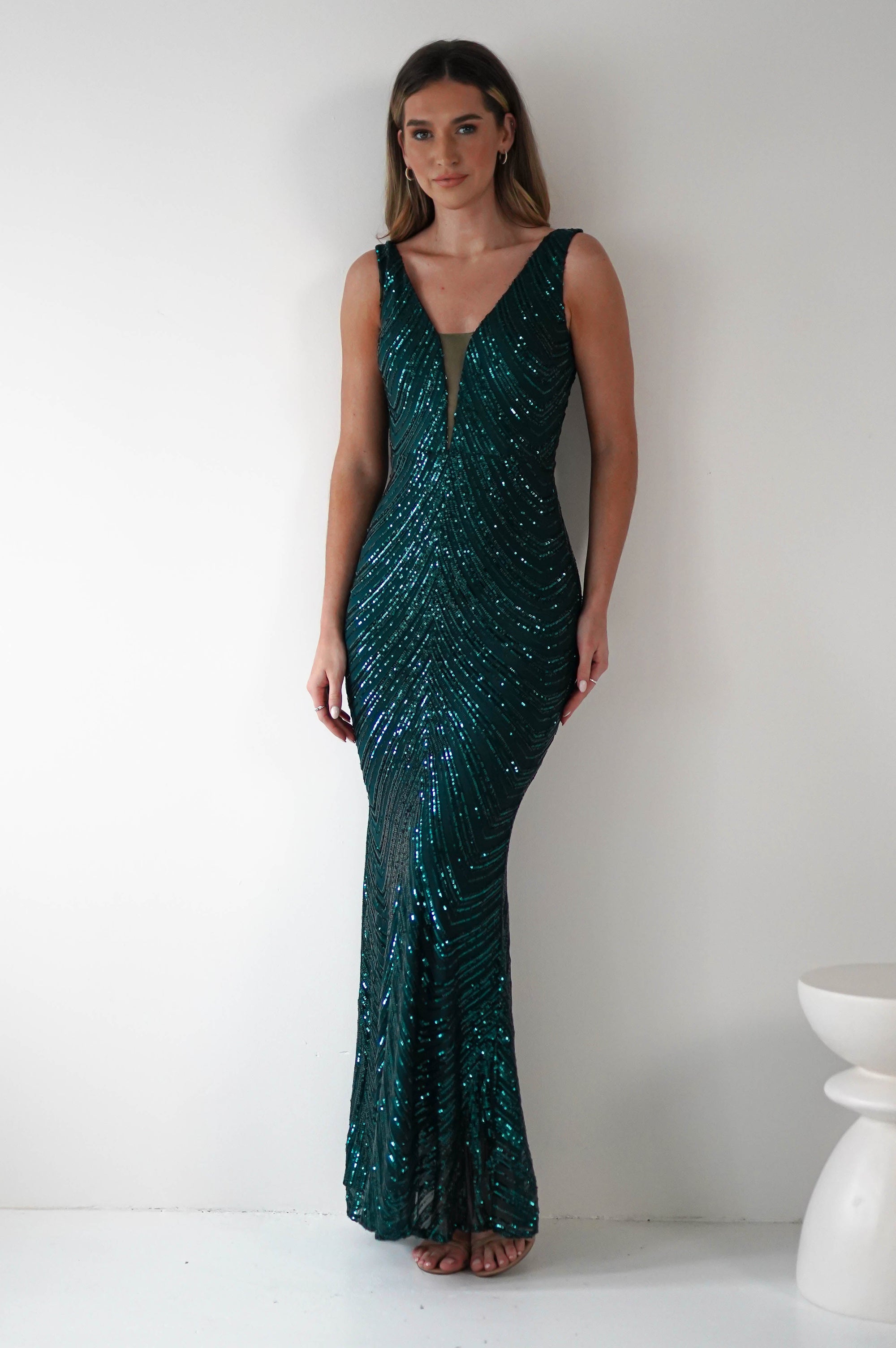 Julietta Sequin Bodycon Maxi Dress | Emerald Green | Oh Hello Clothing | S (8)