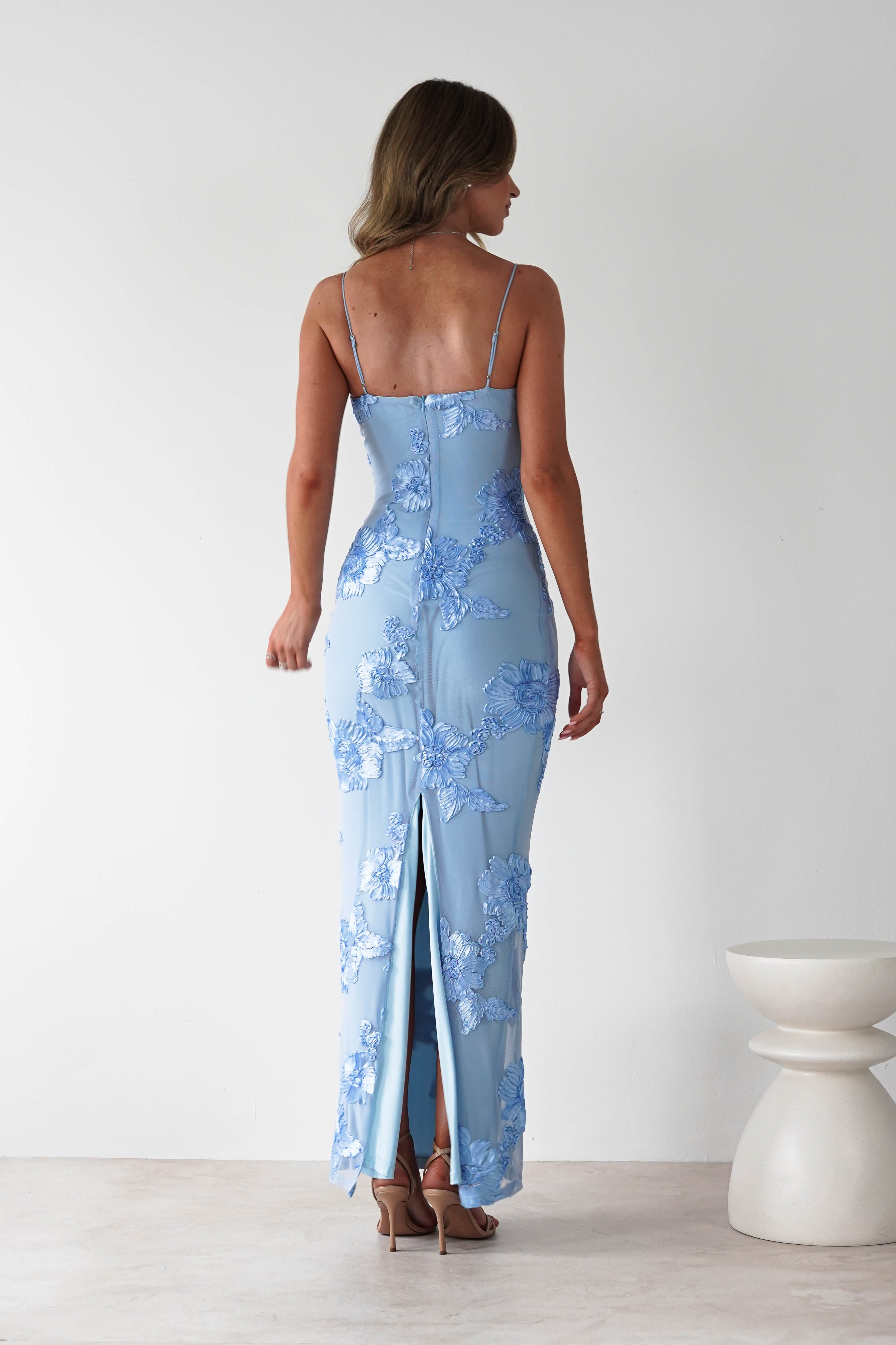 Alvana Floral Appliqué Maxi Dress | Blue | Oh Hello Clothing | S (8)