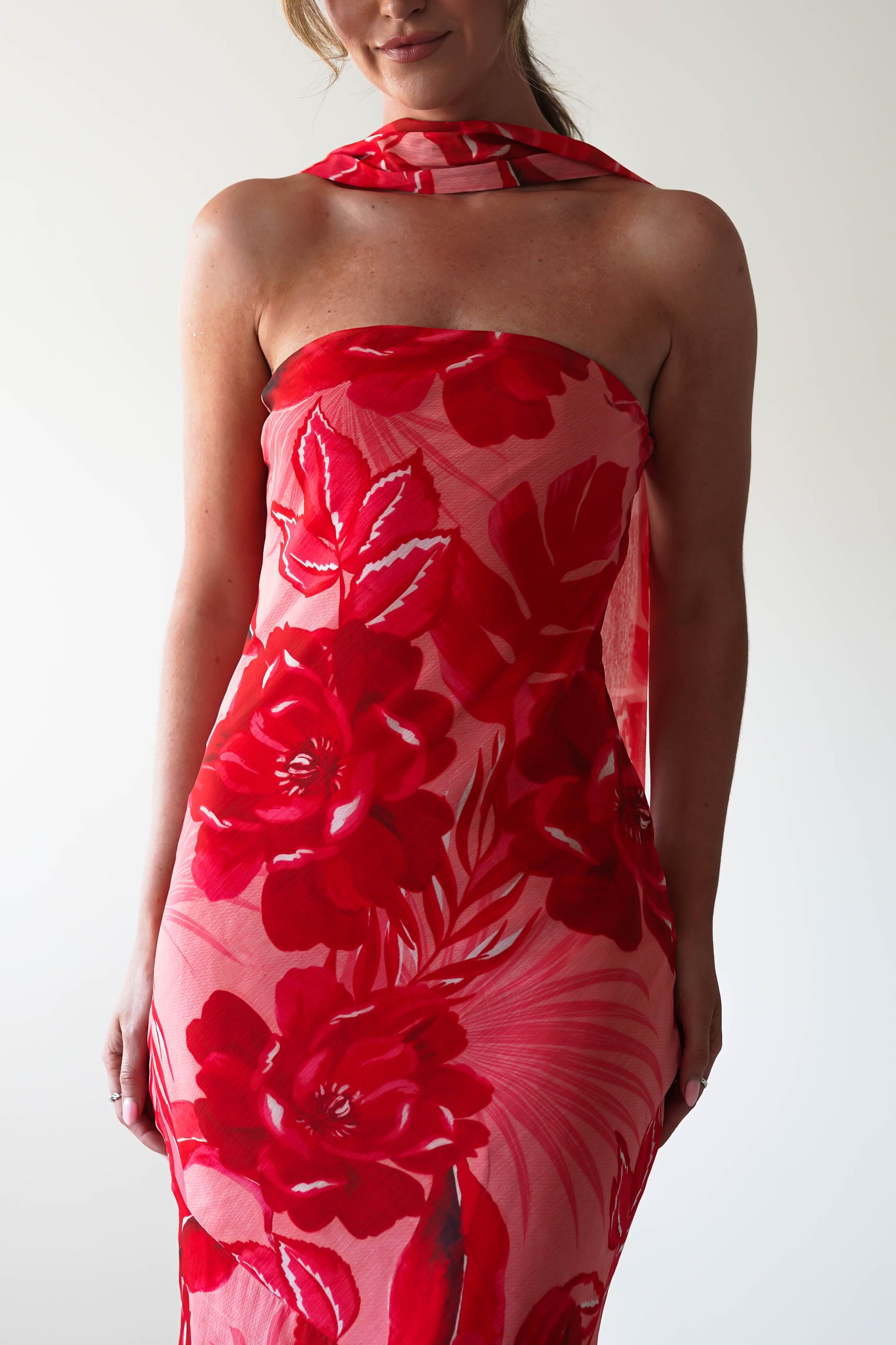 Charlene Floral Chiffon Maxi Dress | Red Print | Oh Hello Clothing | S (8)