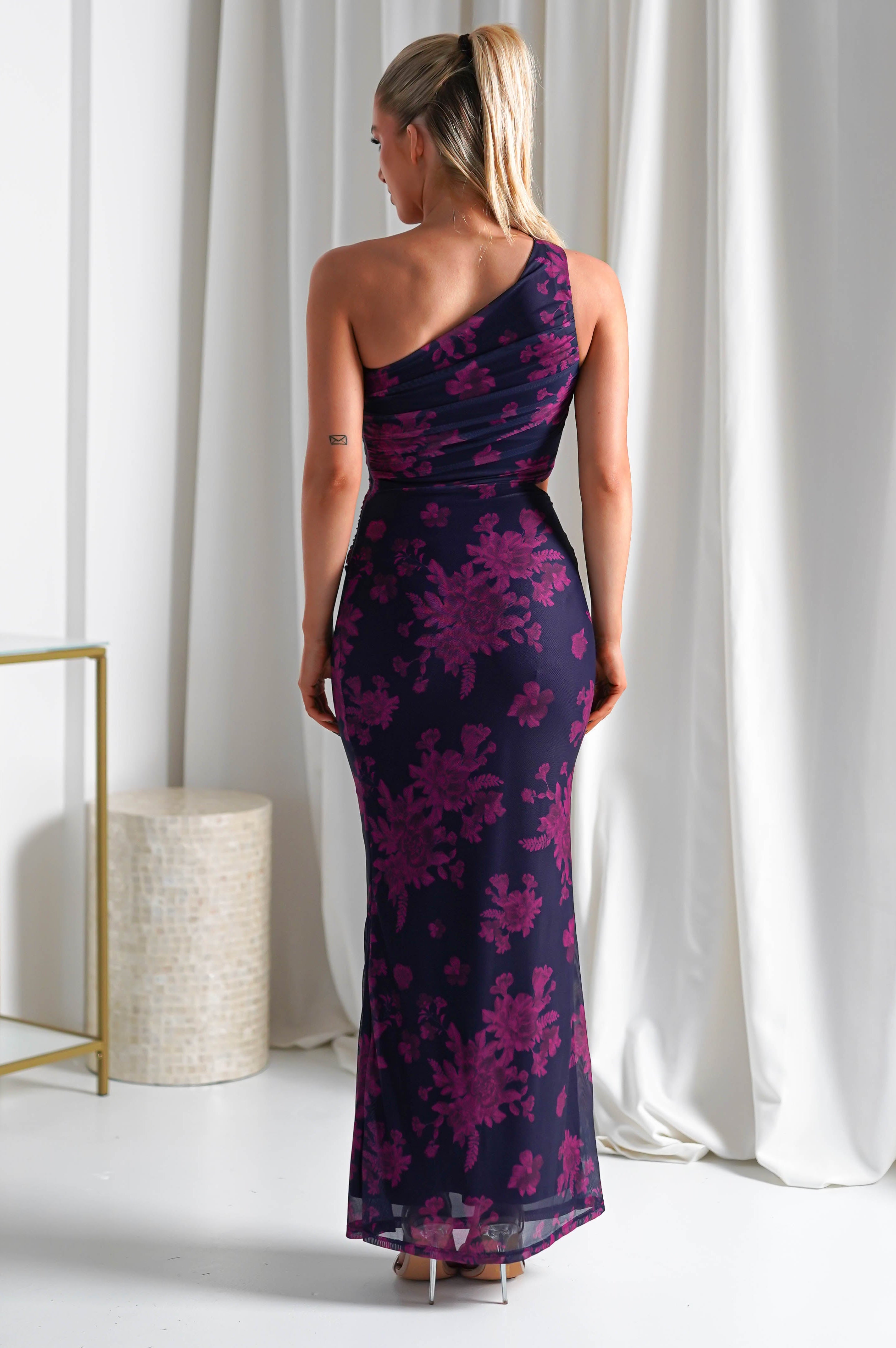 Petra Bodycon Printed Maxi Dress | Grape | Oh Hello Clothing | XS (6)