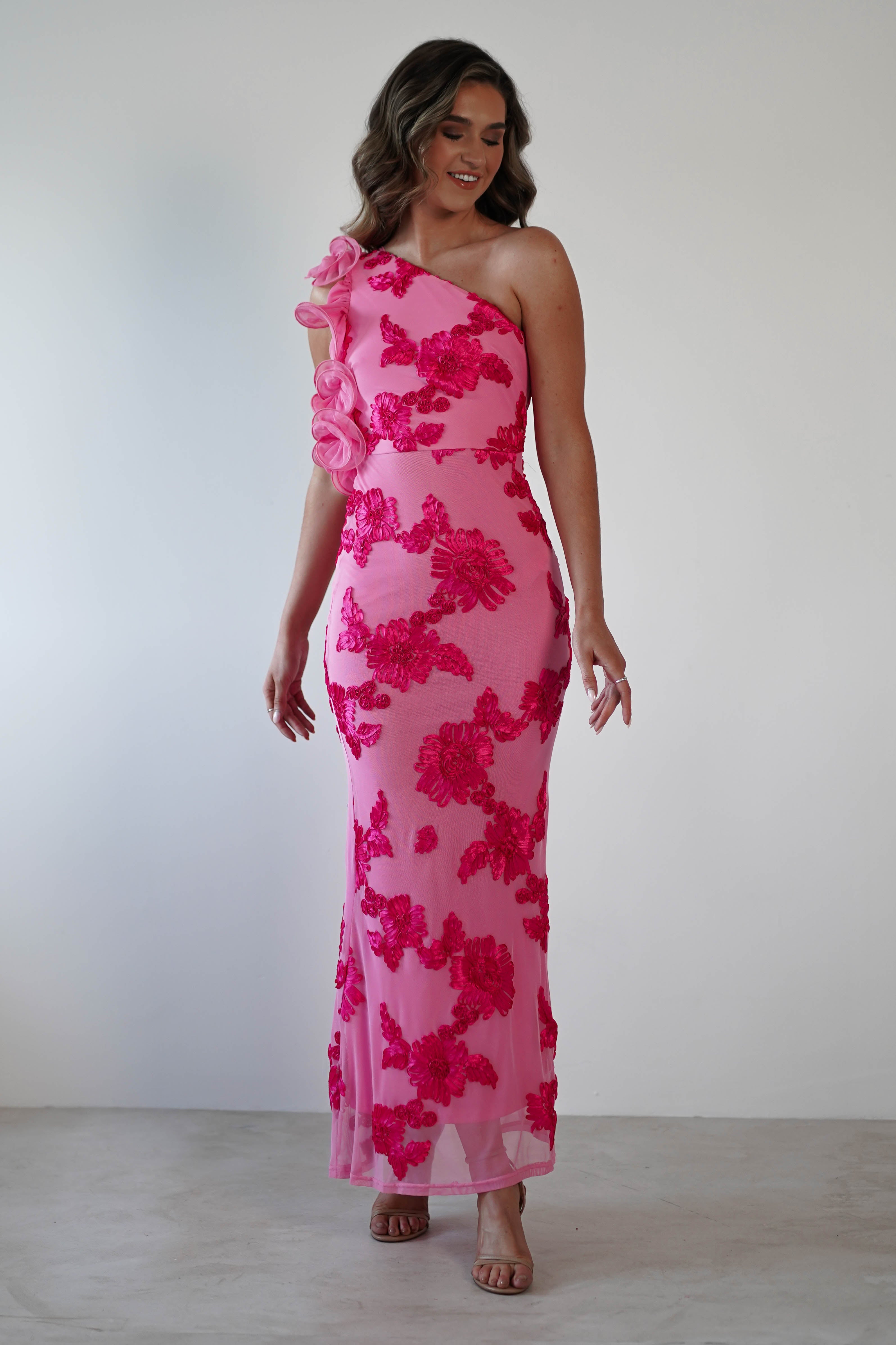 Sydney Bodycon Maxi Dress | Pink Print - Oh Hello Clothing