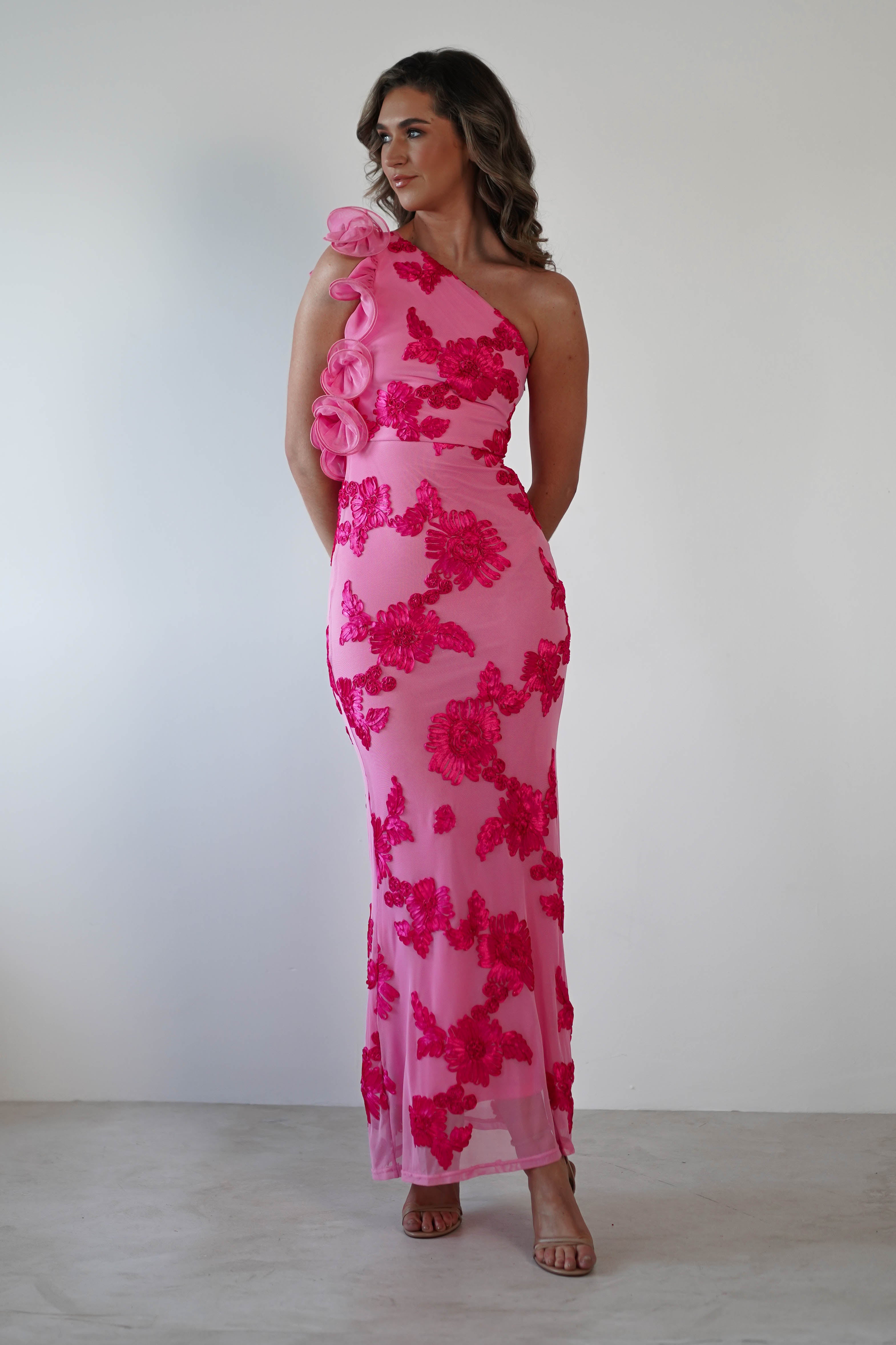 Sydney Bodycon Maxi Dress | Pink Print - Oh Hello Clothing