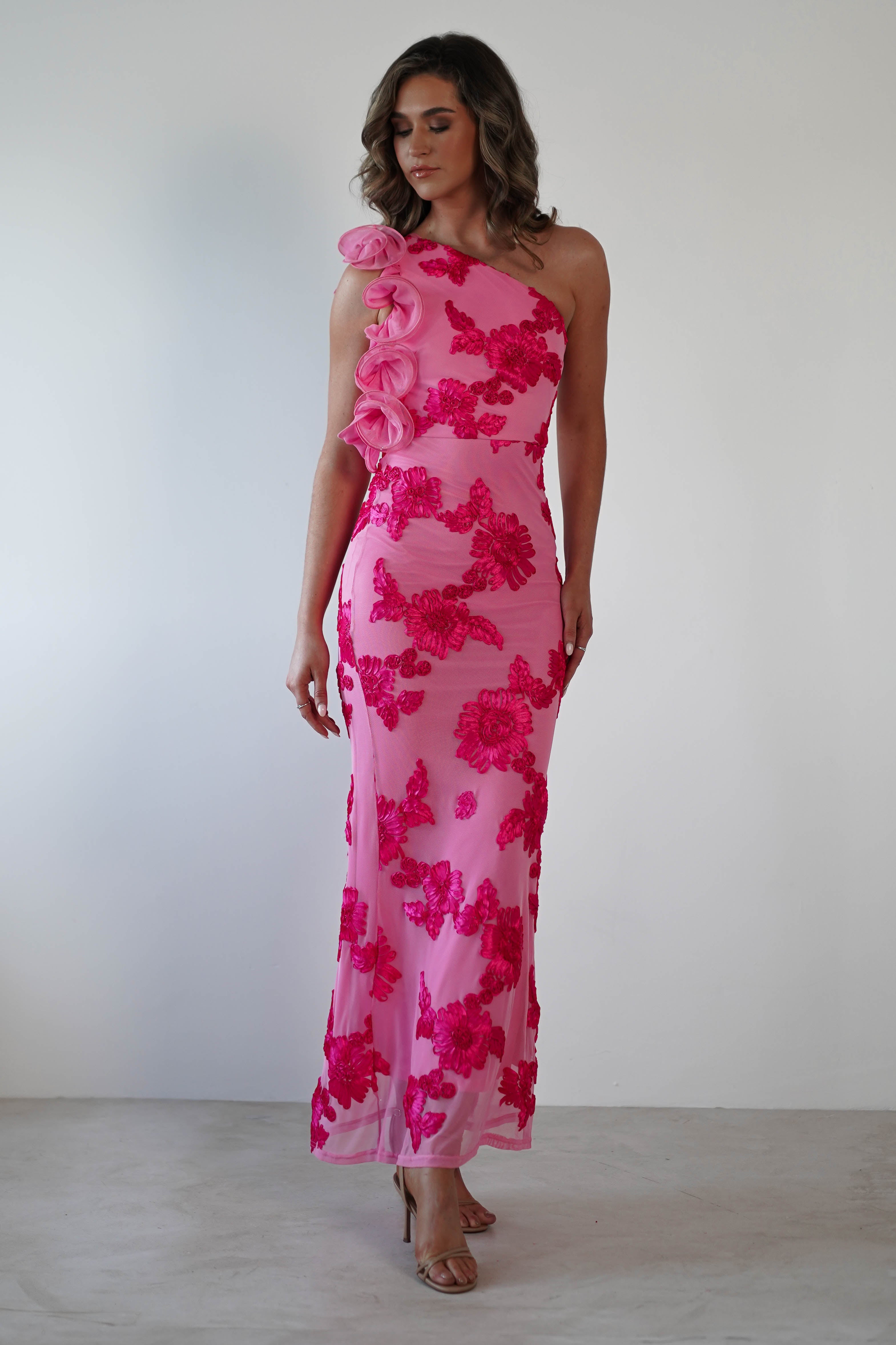 Sydney Bodycon Maxi Dress | Pink Print - Oh Hello Clothing