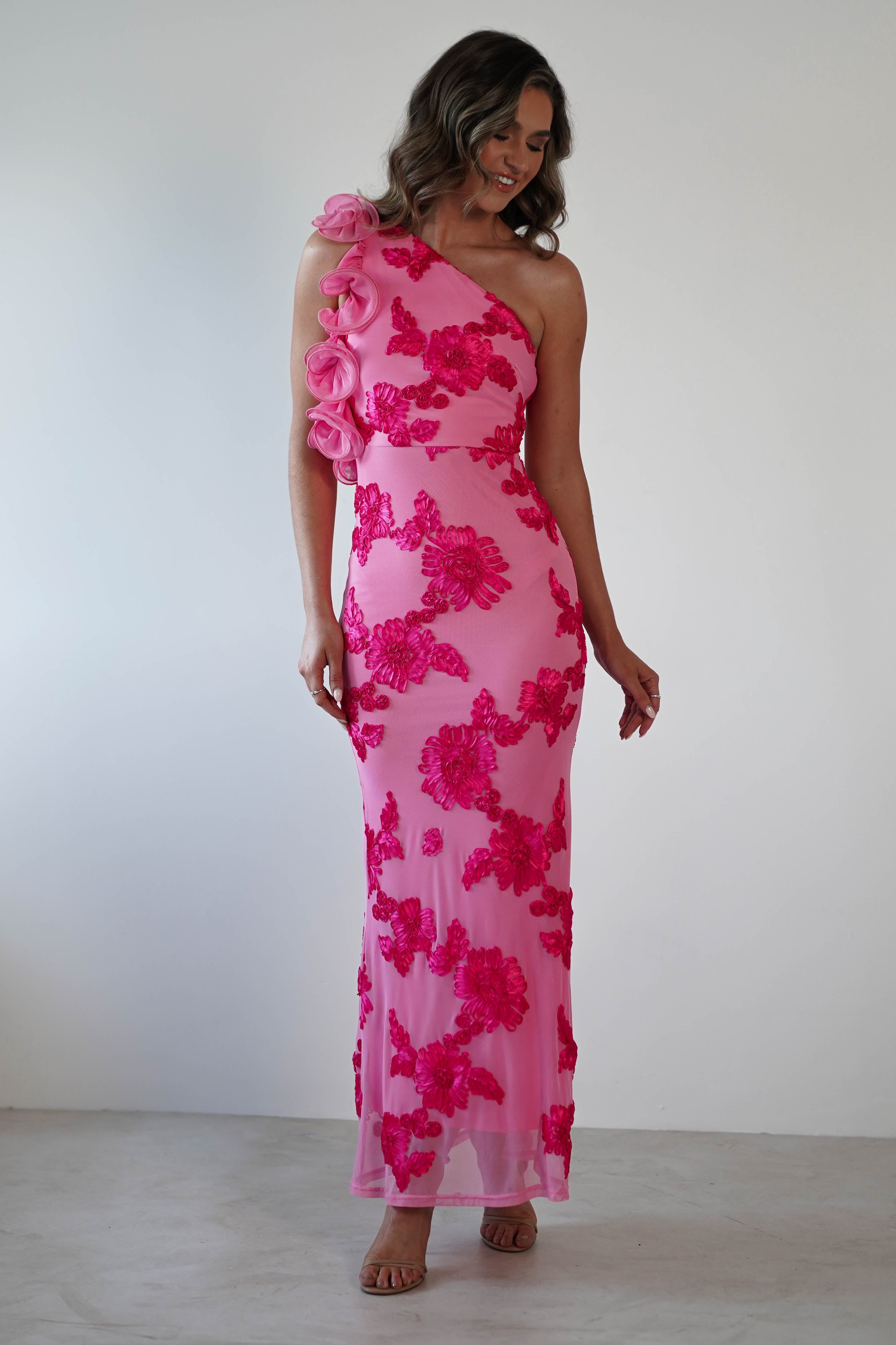 Sydney Bodycon Maxi Dress | Pink Print - Oh Hello Clothing