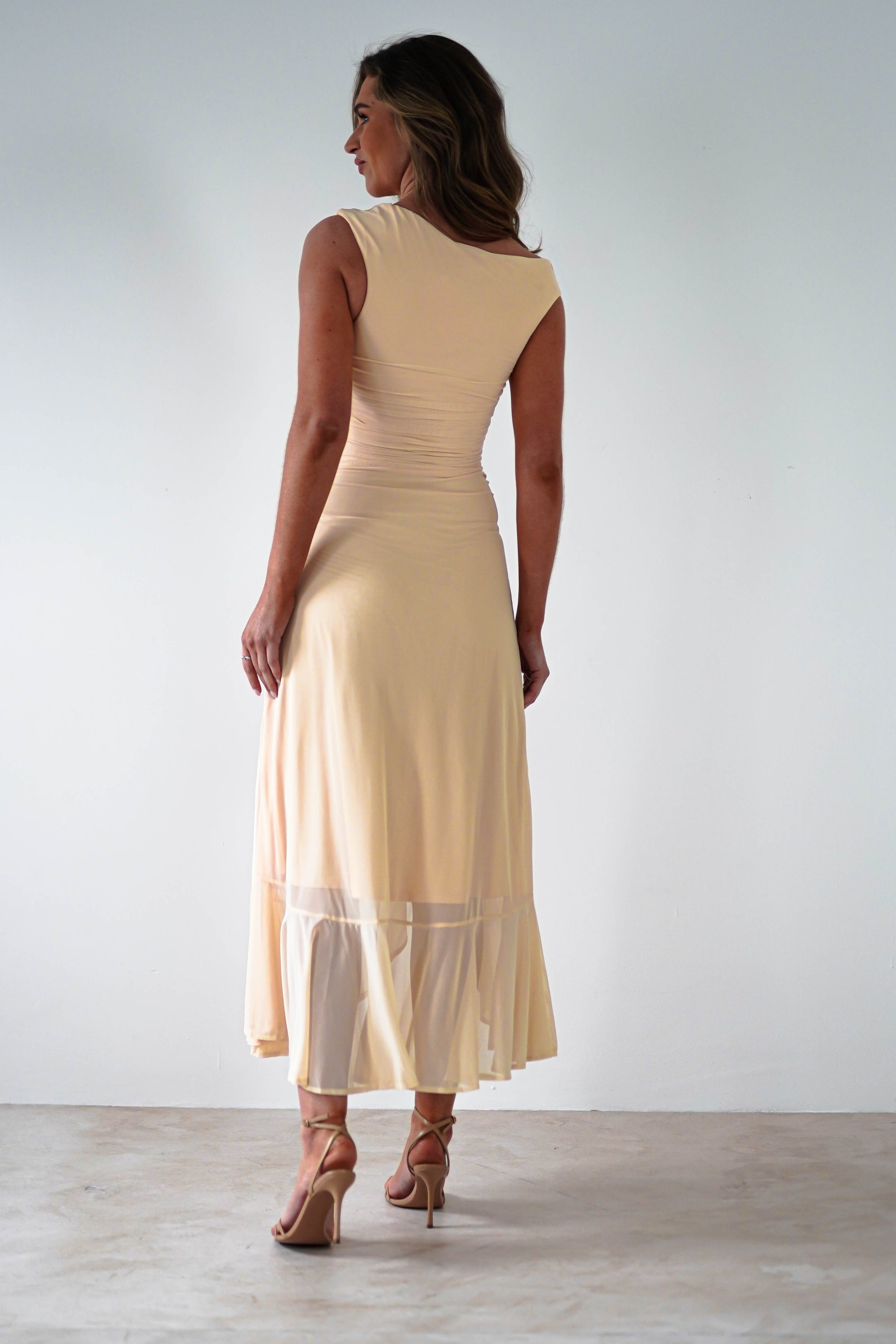Cellinna Mesh Maxi Dress | Butter Cream | Oh Hello Clothing | XS (6)