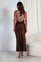 Kemmie Soft Satin Maxi Dress | Brown | Oh Hello Clothing | XS (6)