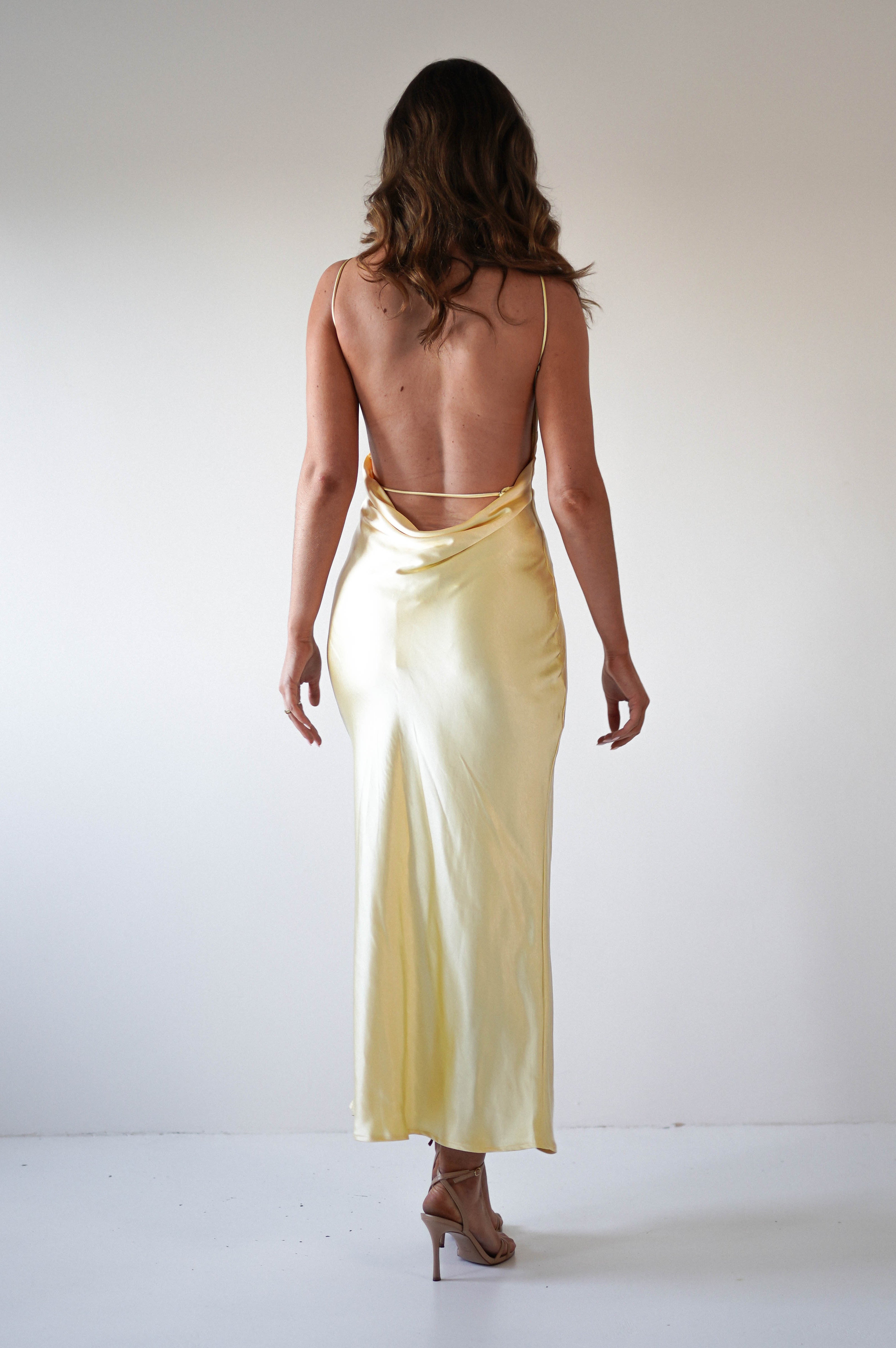 Bayleigh Soft Satin Maxi Dress | Yellow - Oh Hello Clothing