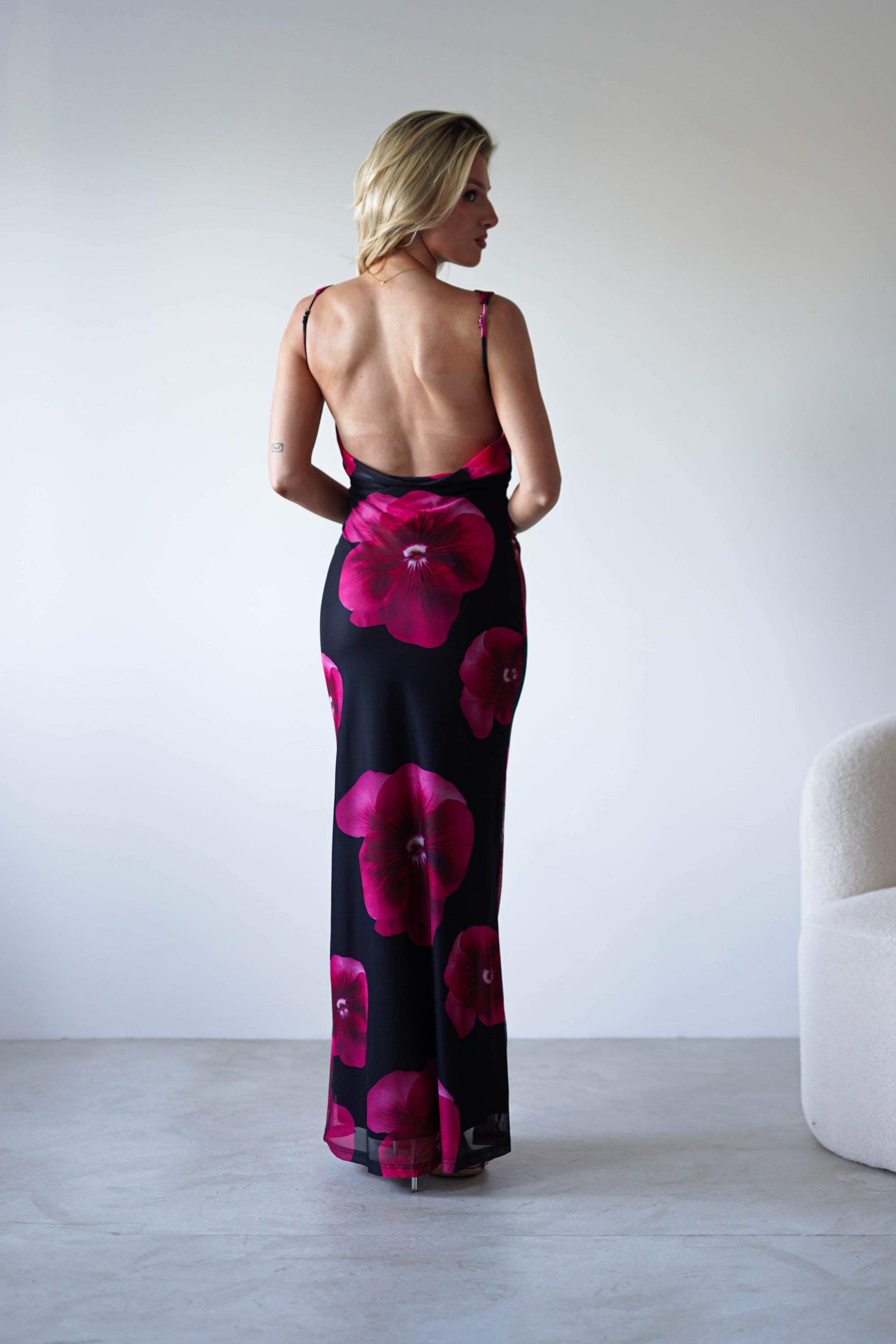 Nakita Mesh Floral Print Maxi Dress | Black | Oh Hello Clothing | XS (6)