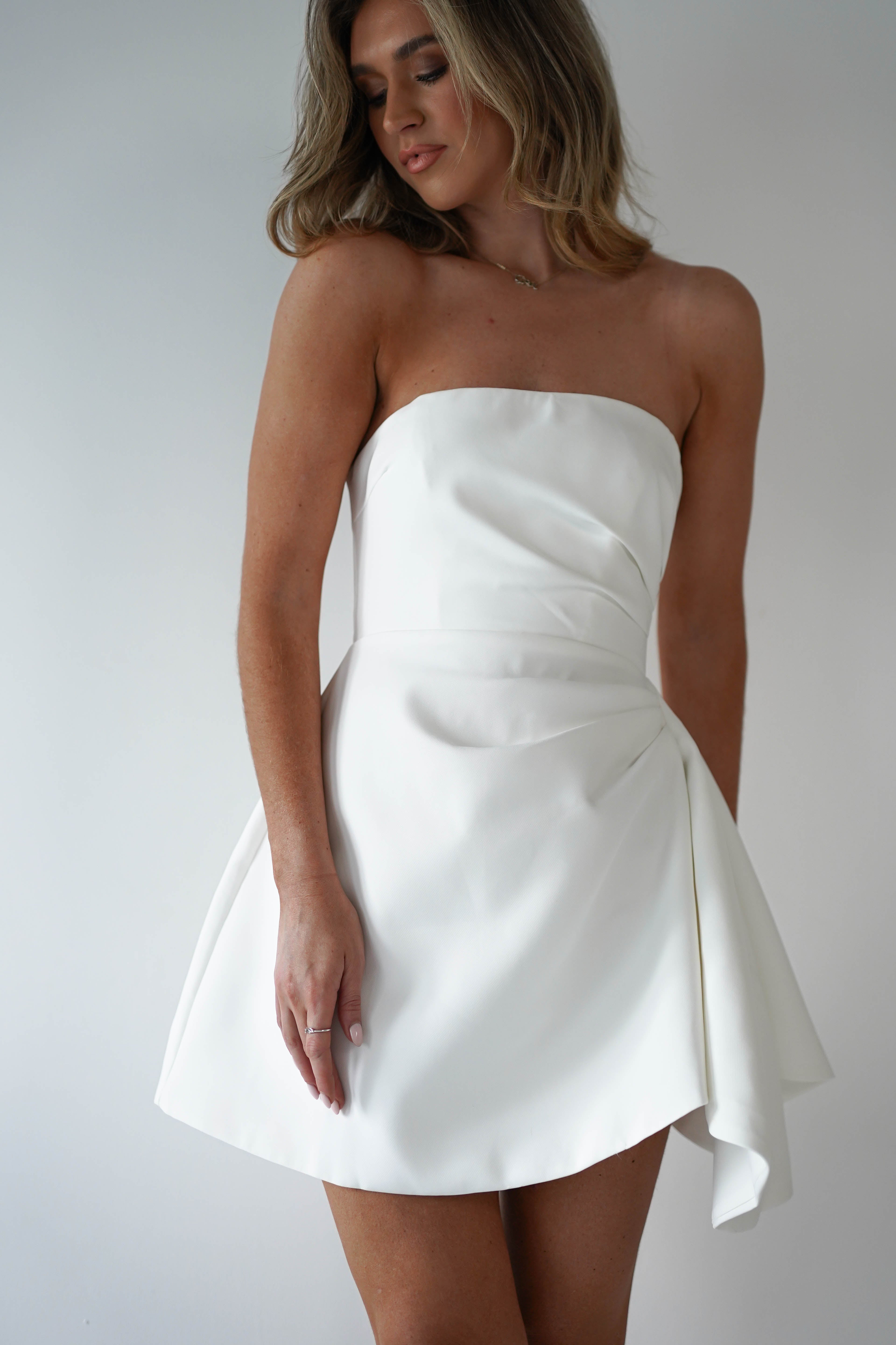 Quinta Strapless Mini Dress | White | Oh Hello Clothing | XS (6)