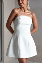 Bettie Pearl Trim Detail Mini Dress | White | Oh Hello Clothing | XS (6)