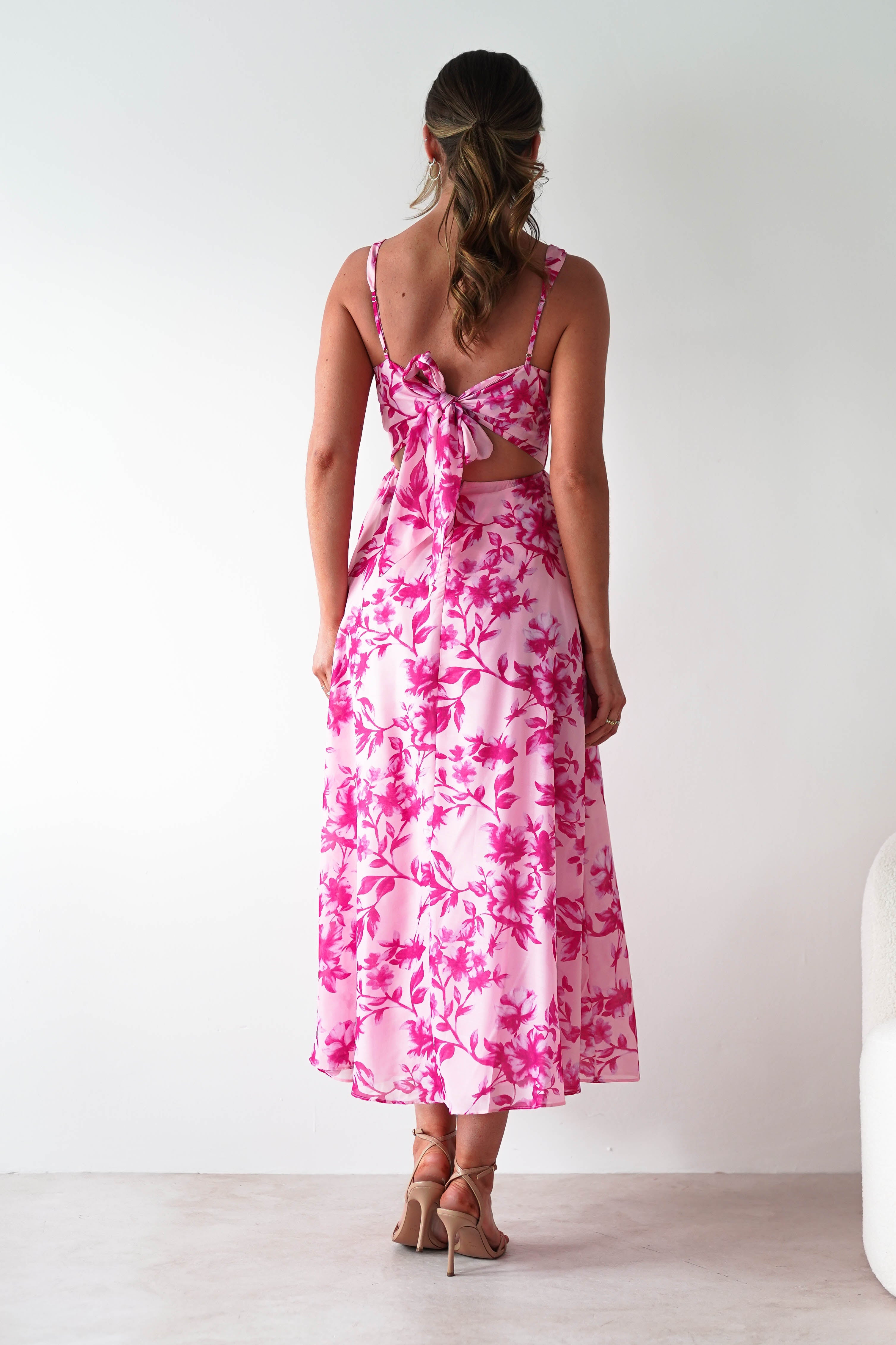 Maisie Floral Skater Maxi Dress | Pink | Oh Hello Clothing | XS (6)
