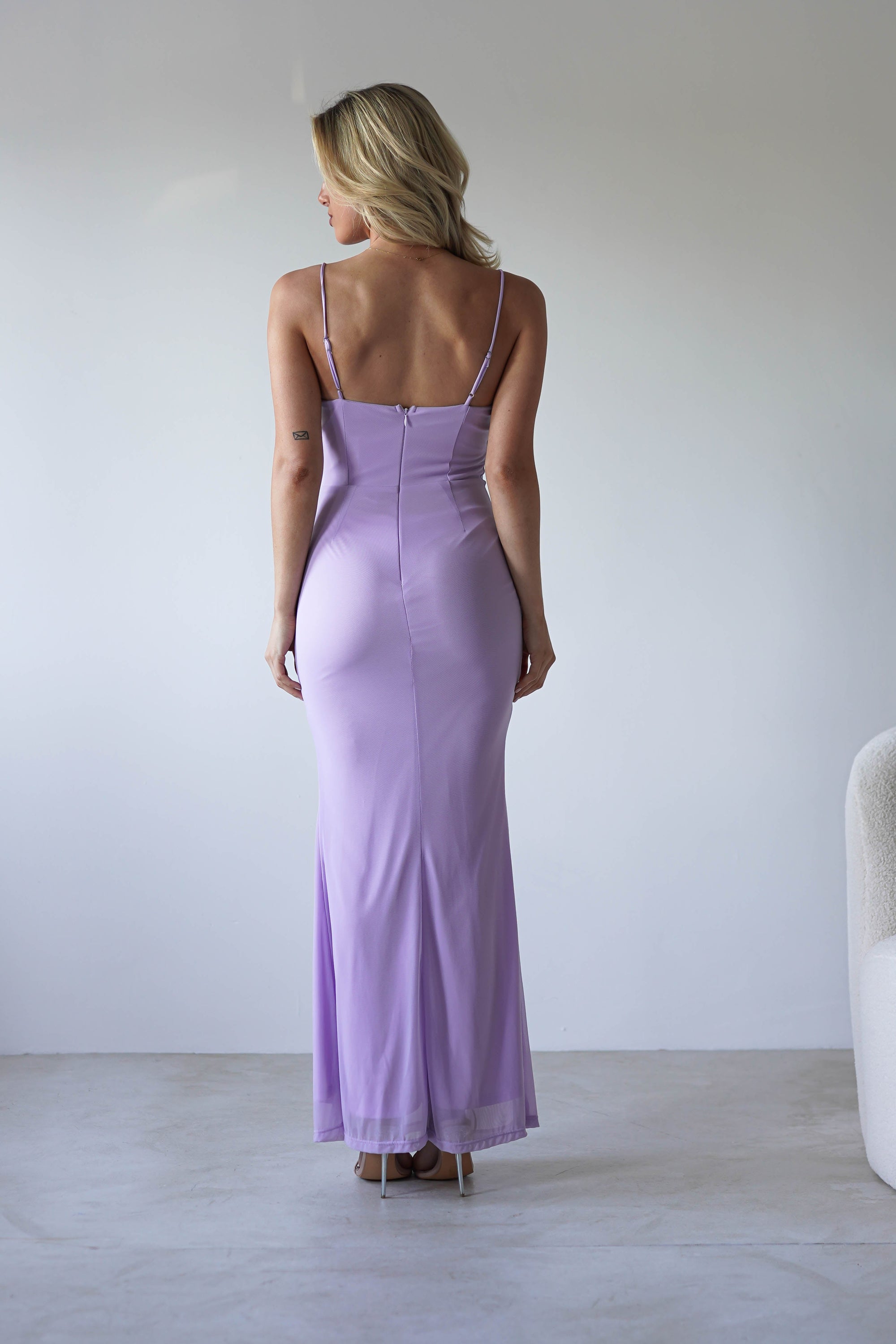Melrose Mesh Shell Detail Maxi Dress | Lilac | Oh Hello Clothing | XS (6)