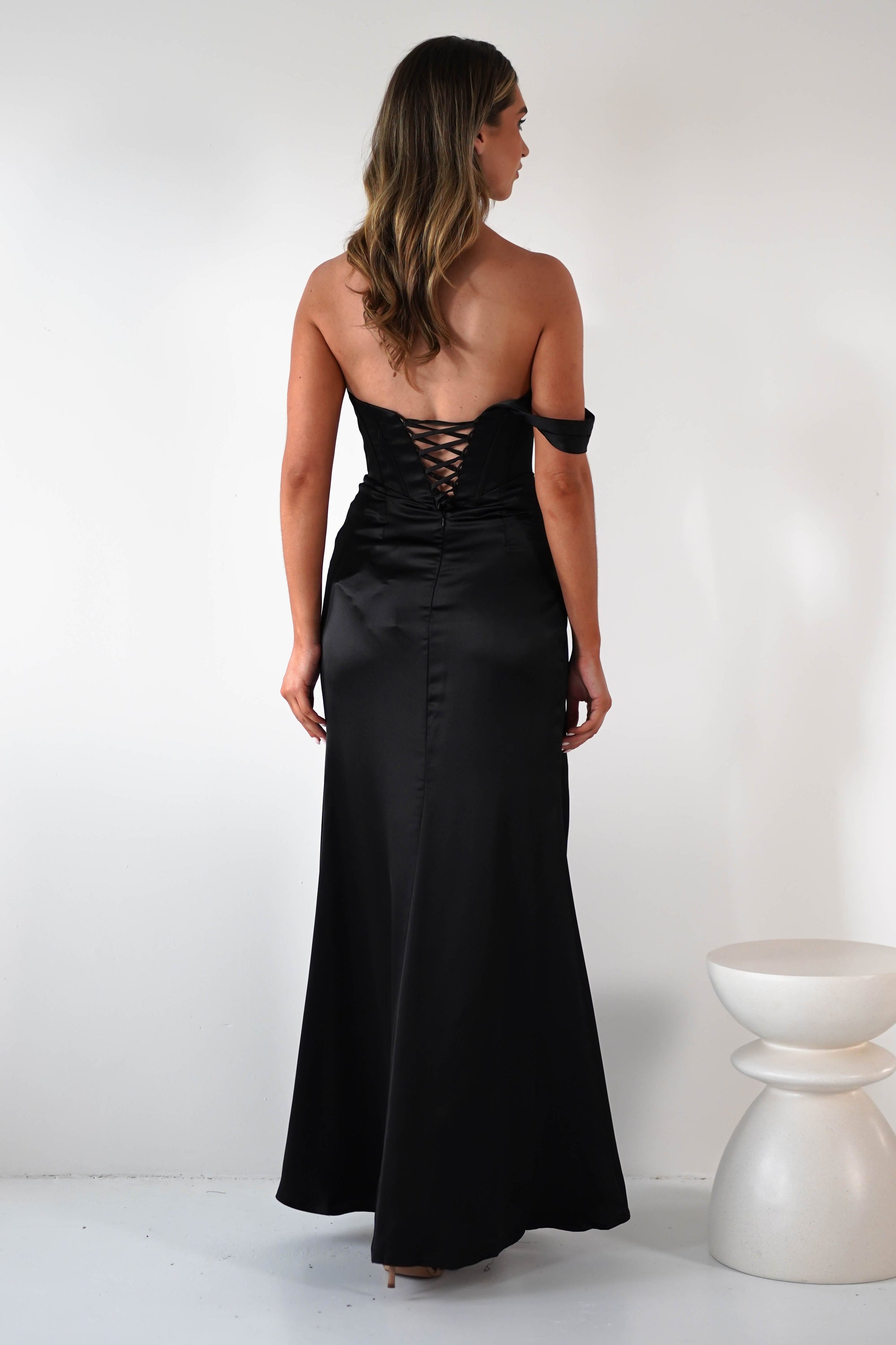 Nicolette Soft Satin Maxi Gown | Black | Oh Hello Clothing | XS (6)