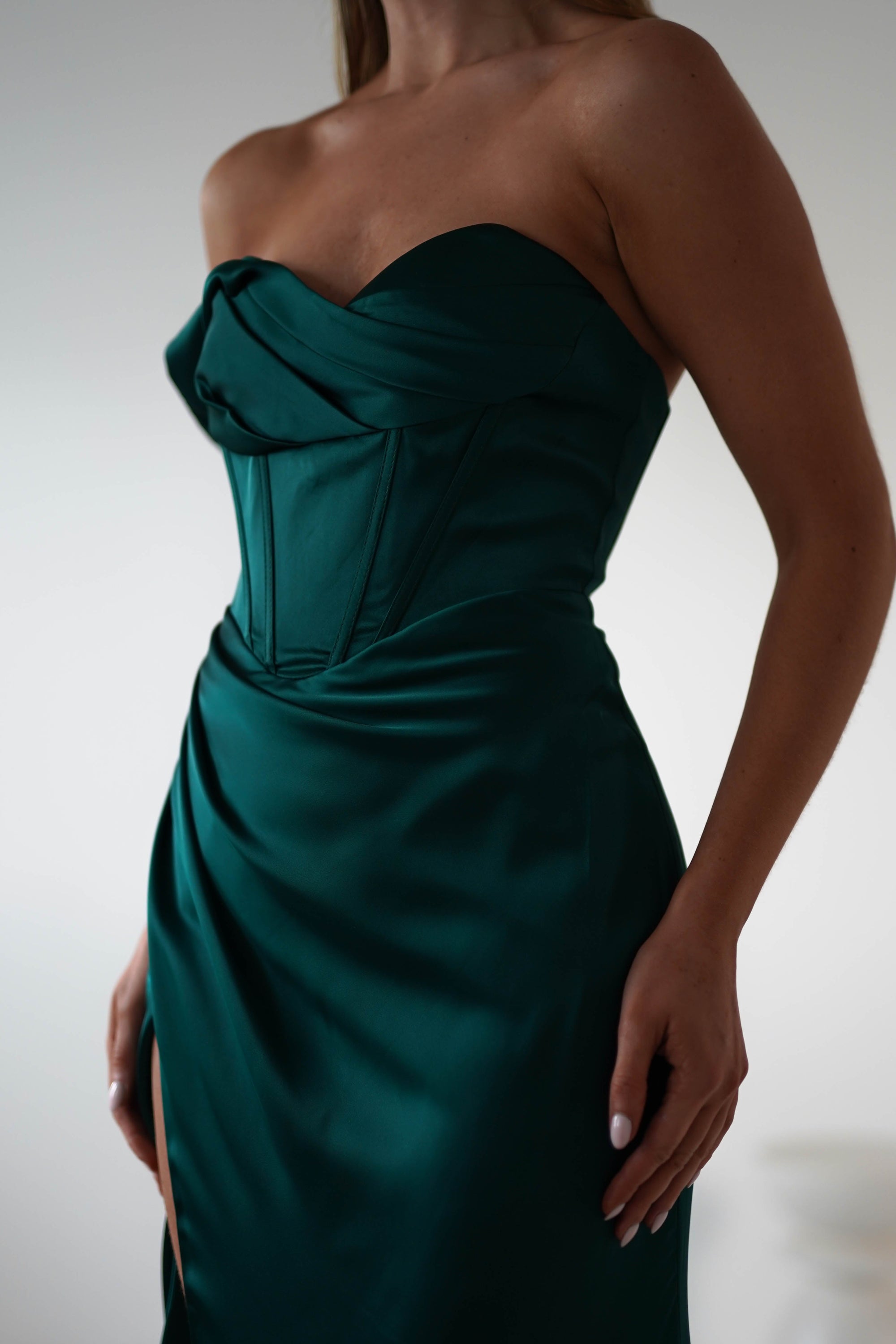 Nicolette Soft Satin Maxi Gown | Emerald Green | Oh Hello Clothing | XS (6)