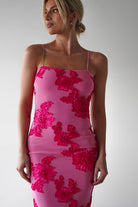 Adora Floral Mesh Maxi Dress | Pink | Oh Hello Clothing | XS (6)