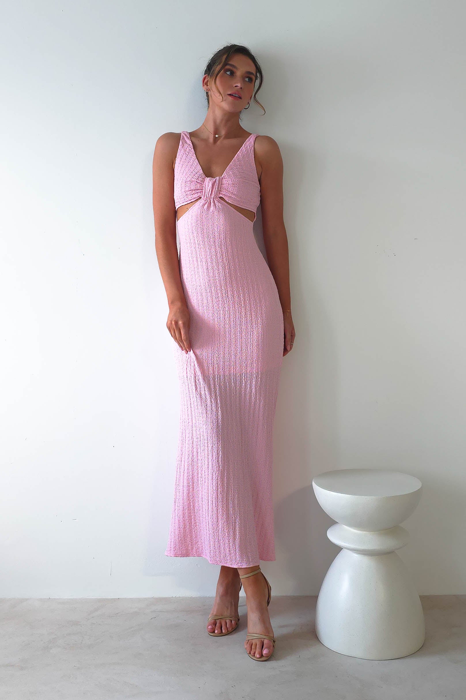 Nakia Textured Maxi Dress | Pink