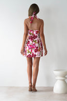 Juliet Halter Neck Floral Mini Dress | Pink | Oh Hello Clothing | XS (6)