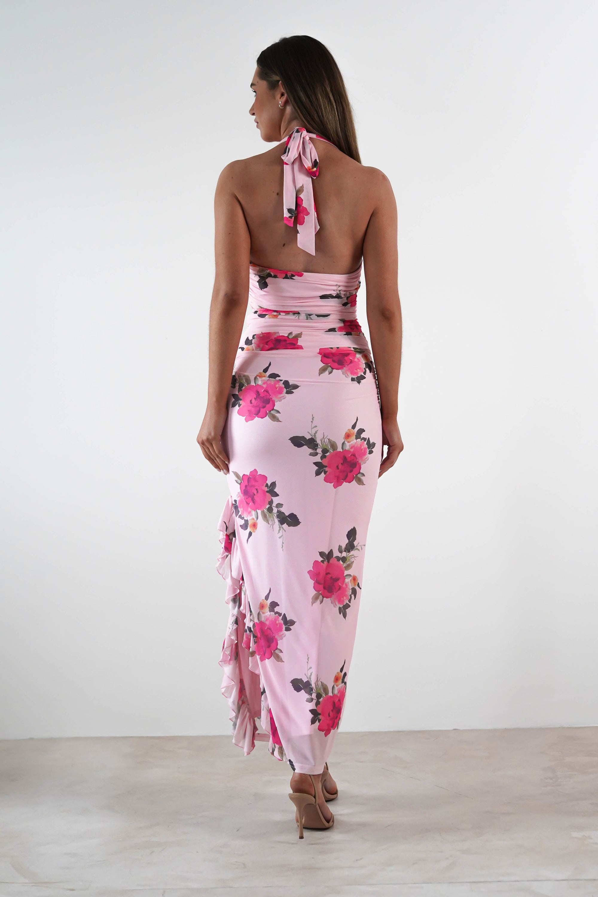 Emmaline Floral Bodycon Maxi Dress | Pink | Oh Hello Clothing | XS (6)