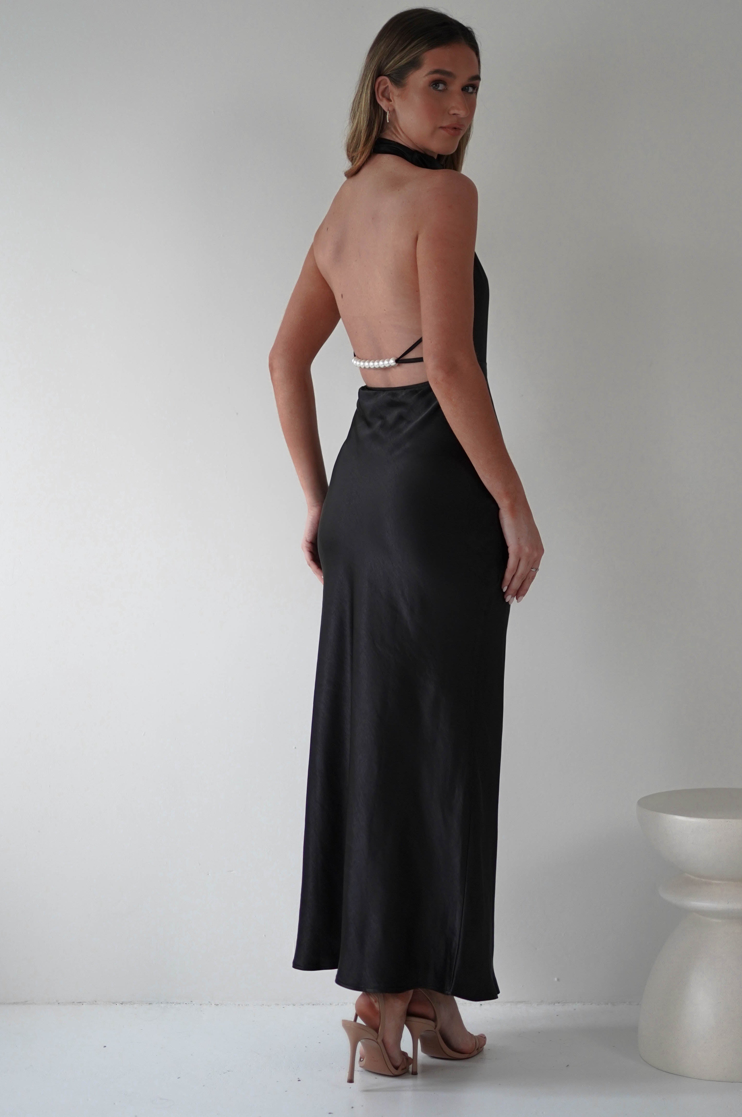 Capriana Pearl Back Maxi Dress | Black | Oh Hello Clothing | XS (6)