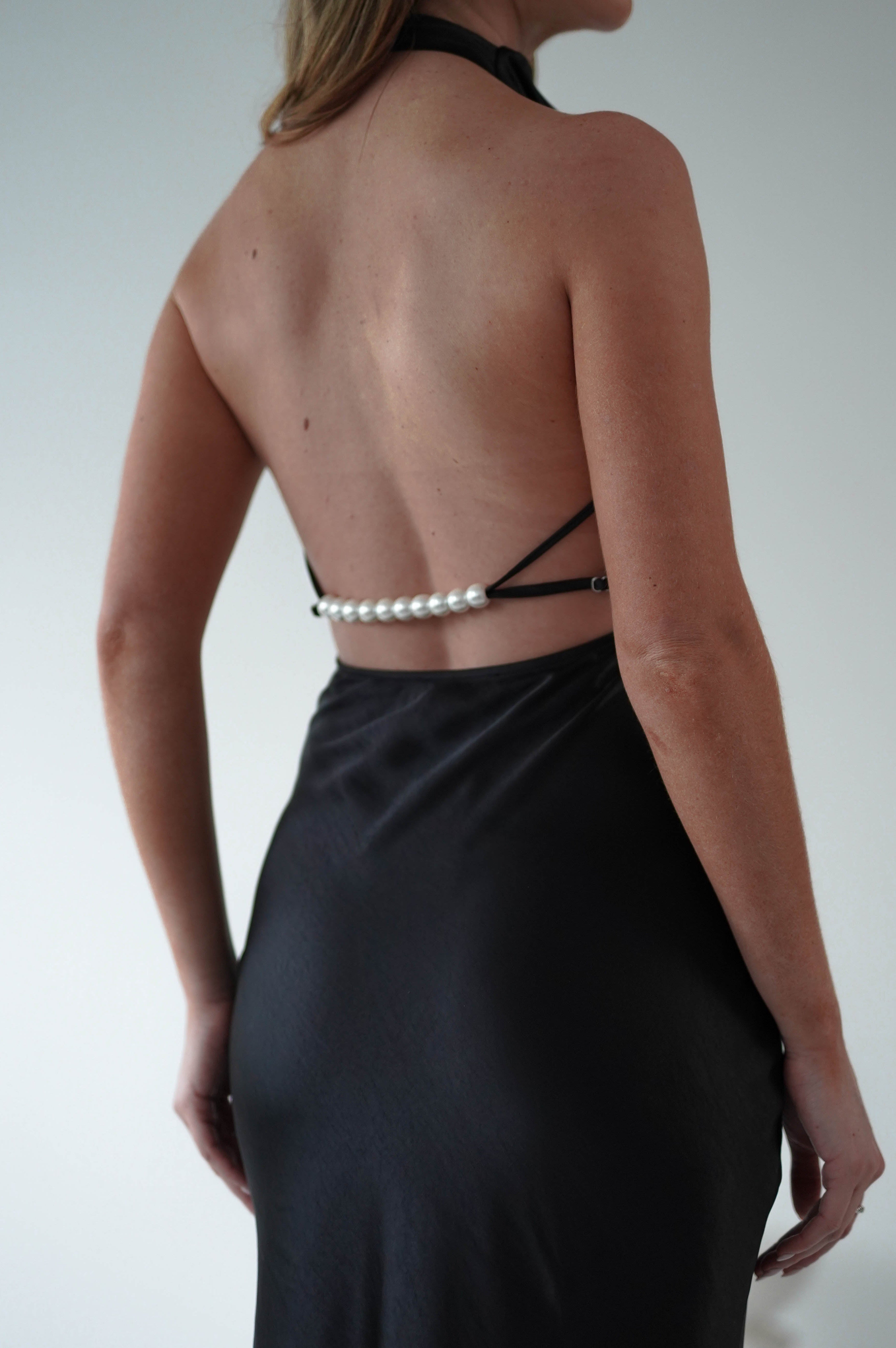 Capriana Pearl Back Maxi Dress | Black | Oh Hello Clothing | XS (6)