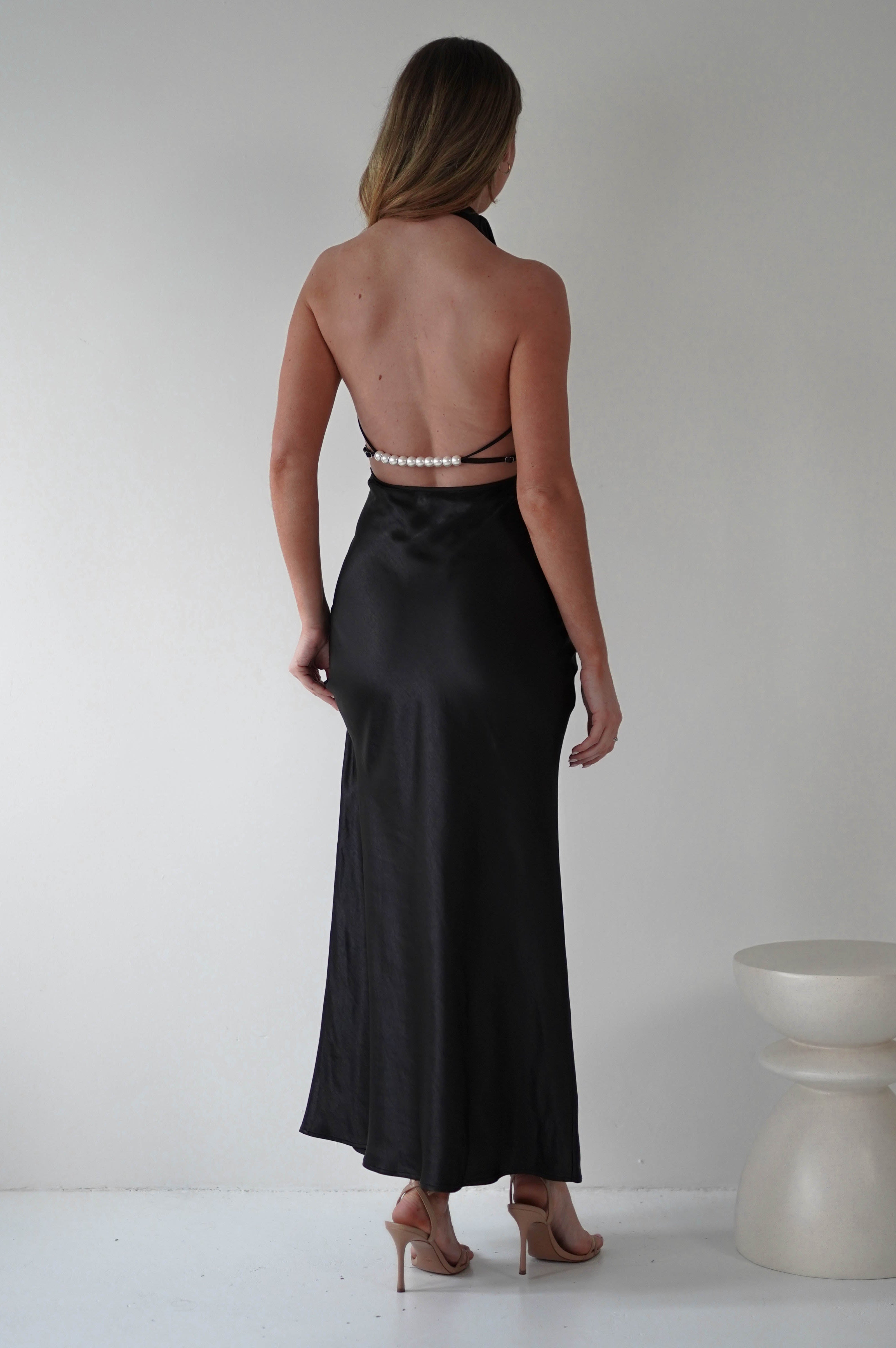 Capriana Pearl Back Maxi Dress | Black | Oh Hello Clothing | XS (6)