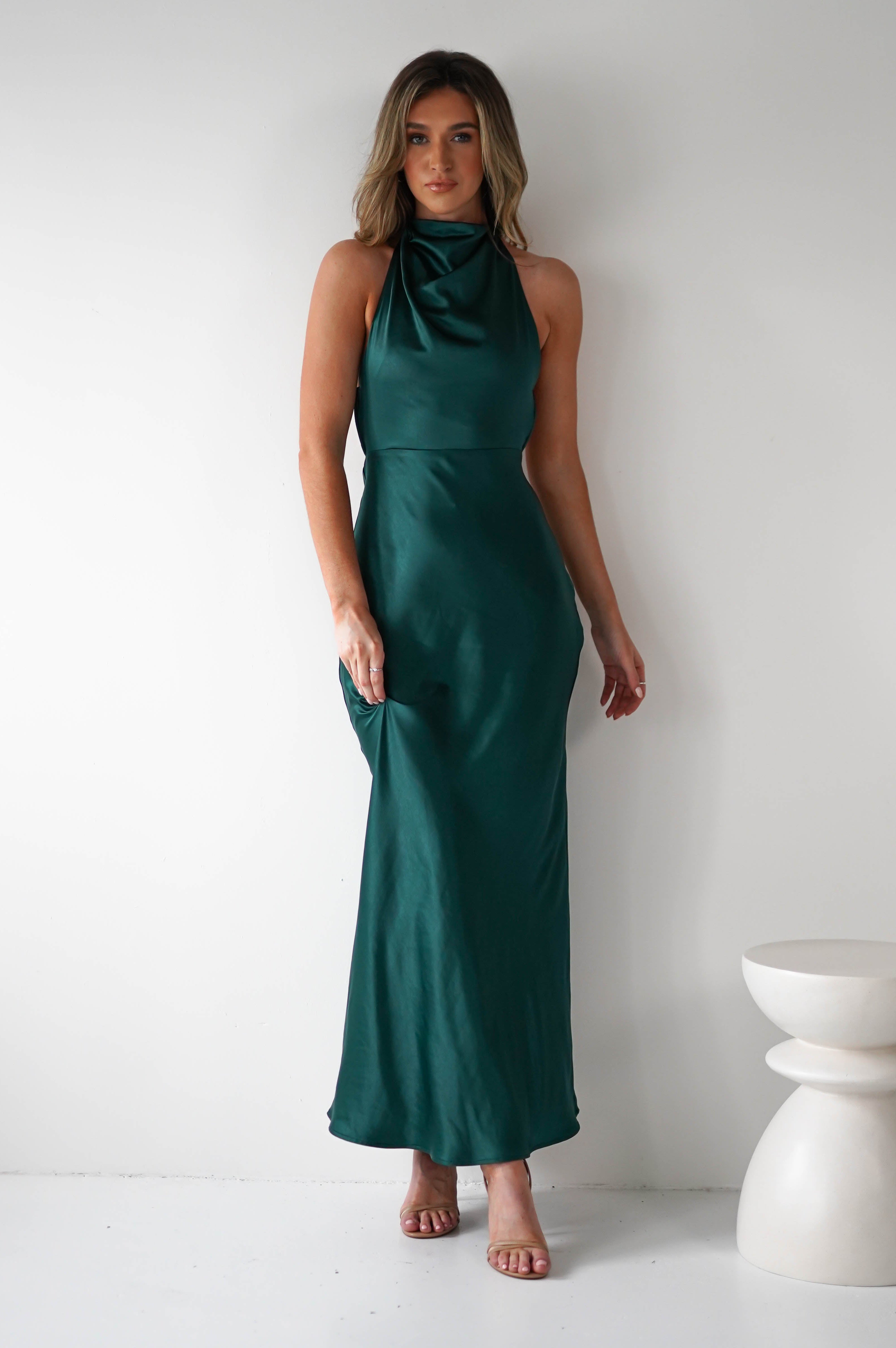 Capriana Pearl Back Maxi Dress | Emerald | Oh Hello Clothing | XS (6)