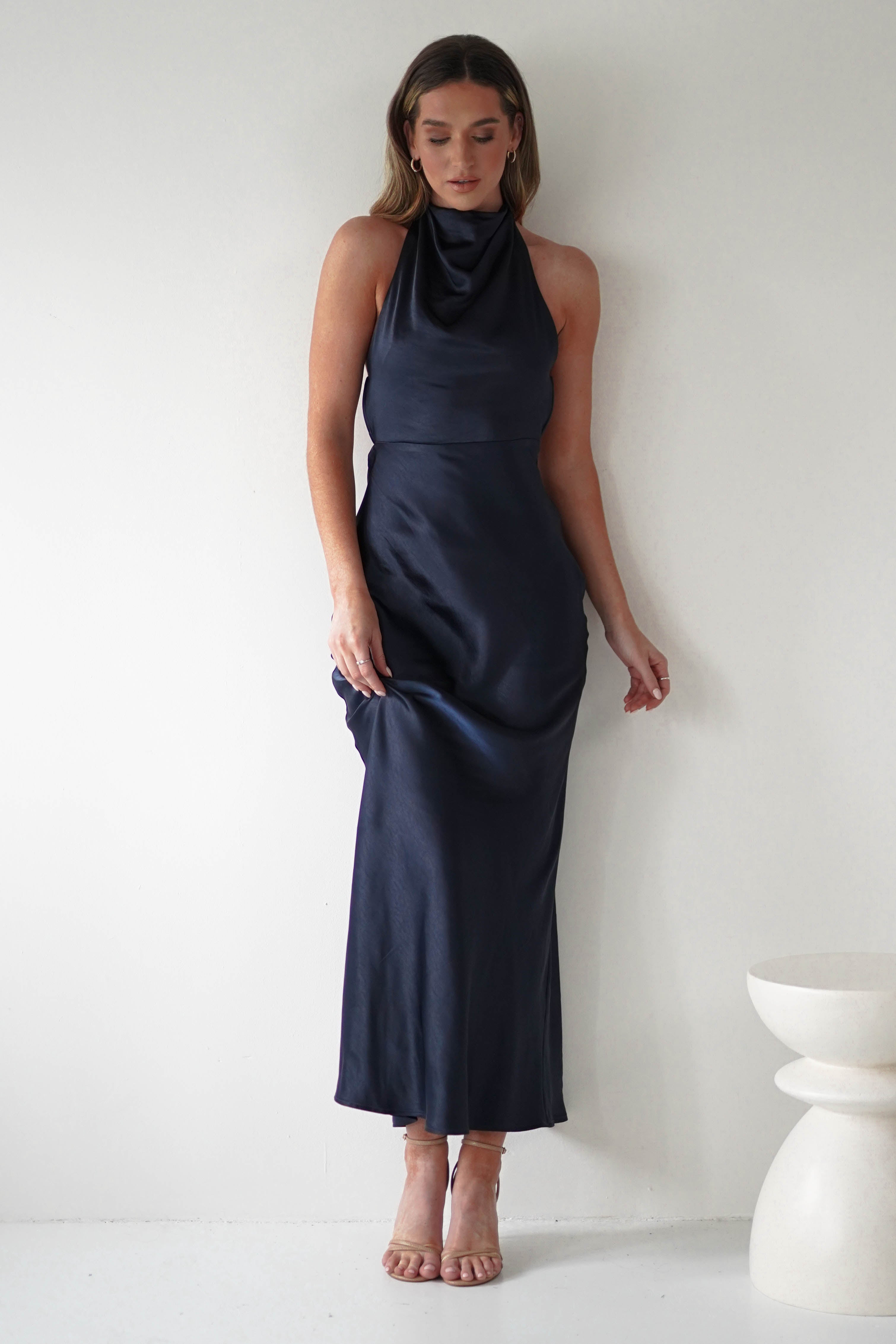 Capriana Pearl Back Maxi Dress | Navy | Oh Hello Clothing | XS (6)