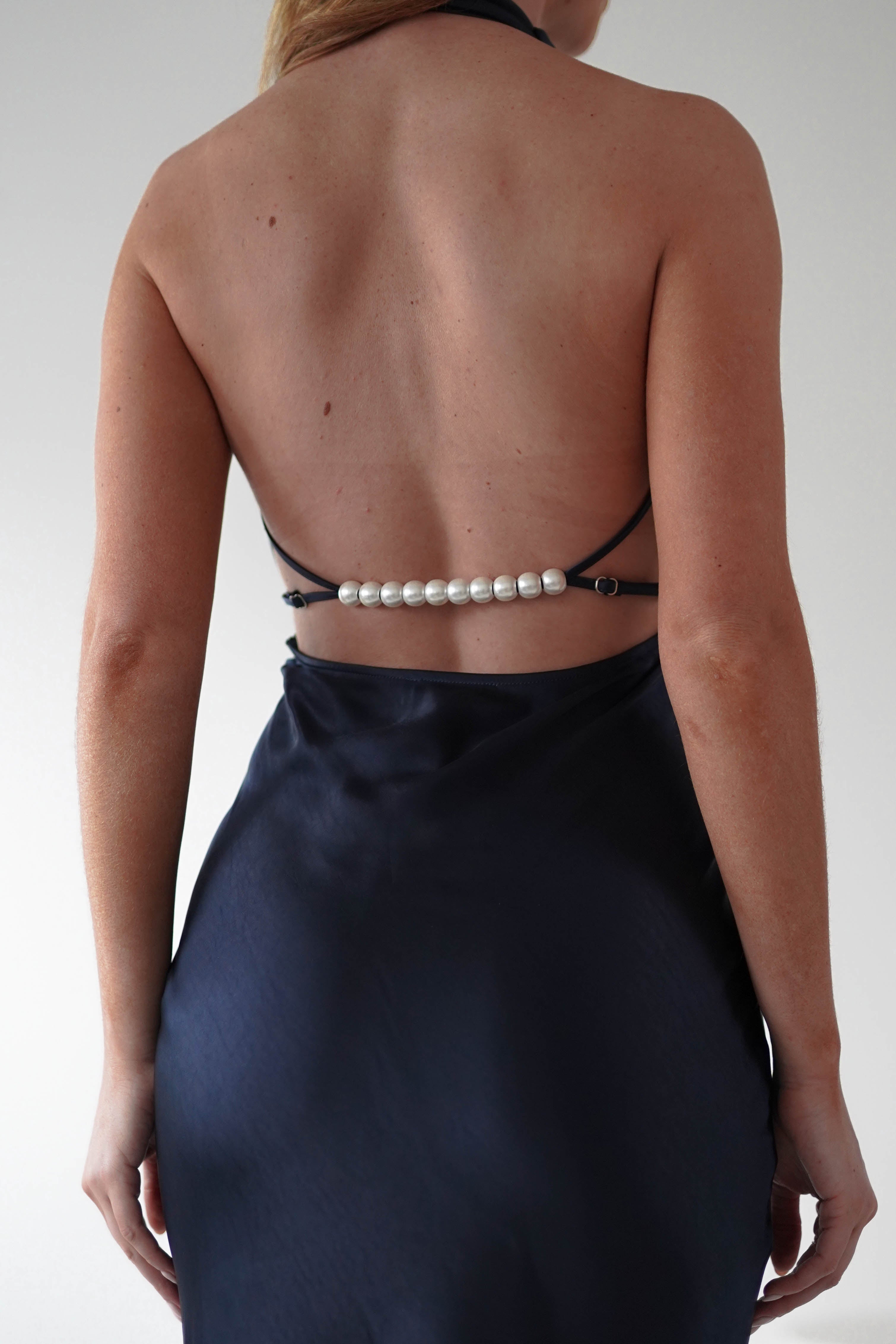 Capriana Pearl Back Maxi Dress | Navy | Oh Hello Clothing | XS (6)
