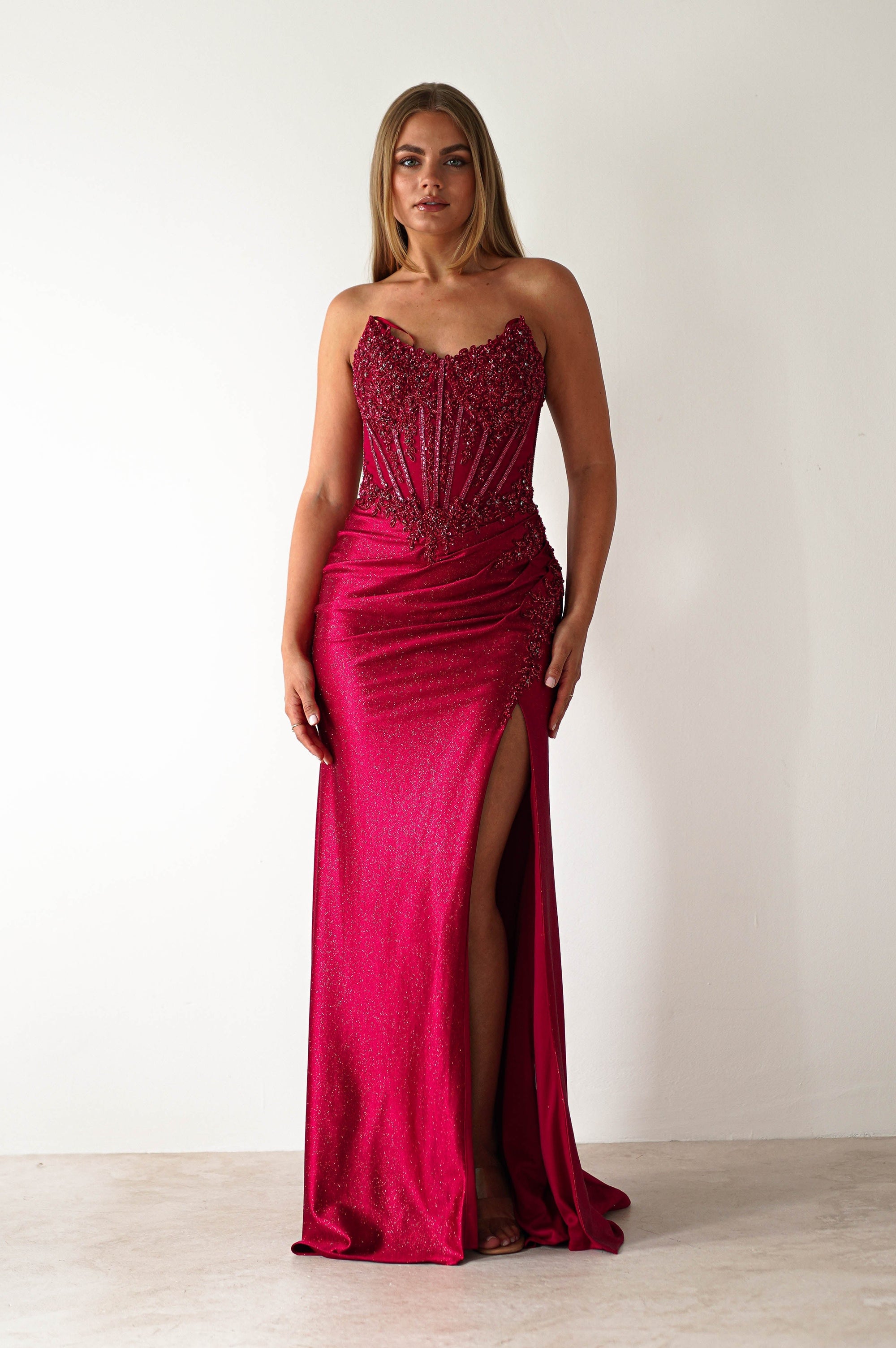 Caspian Embellished Bodycon Gown | Deep Red | Oh Hello Clothing | XS (6)