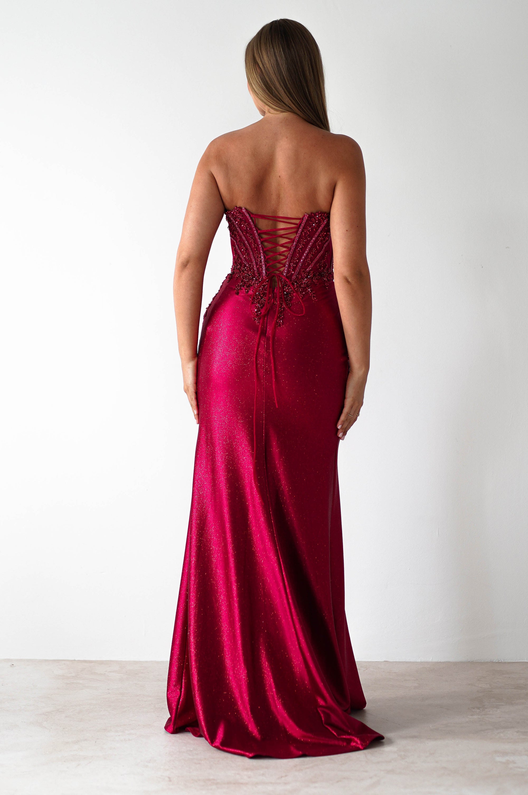 Caspian Embellished Bodycon Gown | Deep Red | Oh Hello Clothing | XS (6)