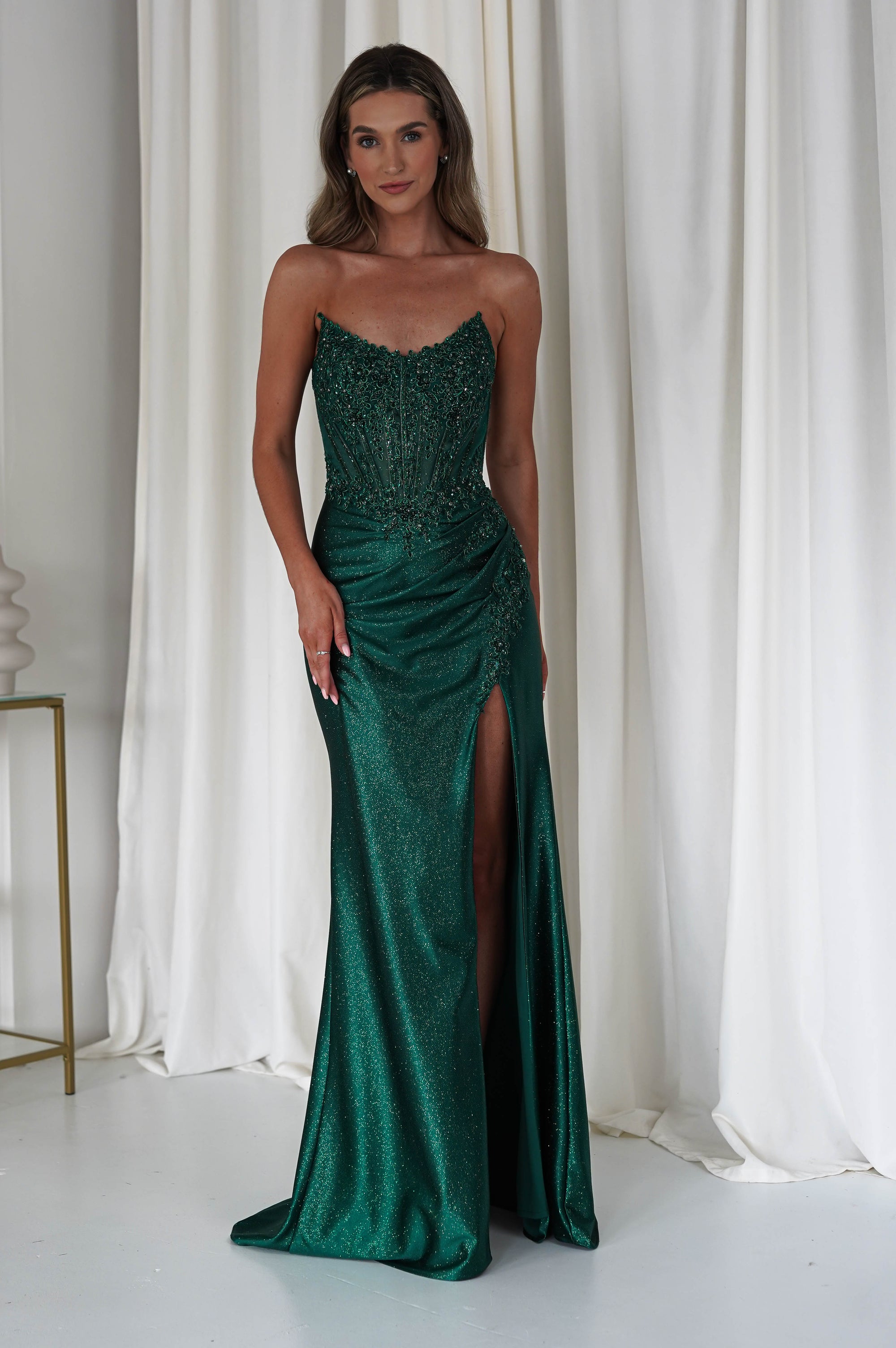 Caspian Embellished Bodycon Gown | Emerald Green | Oh Hello Clothing | XXS (4)