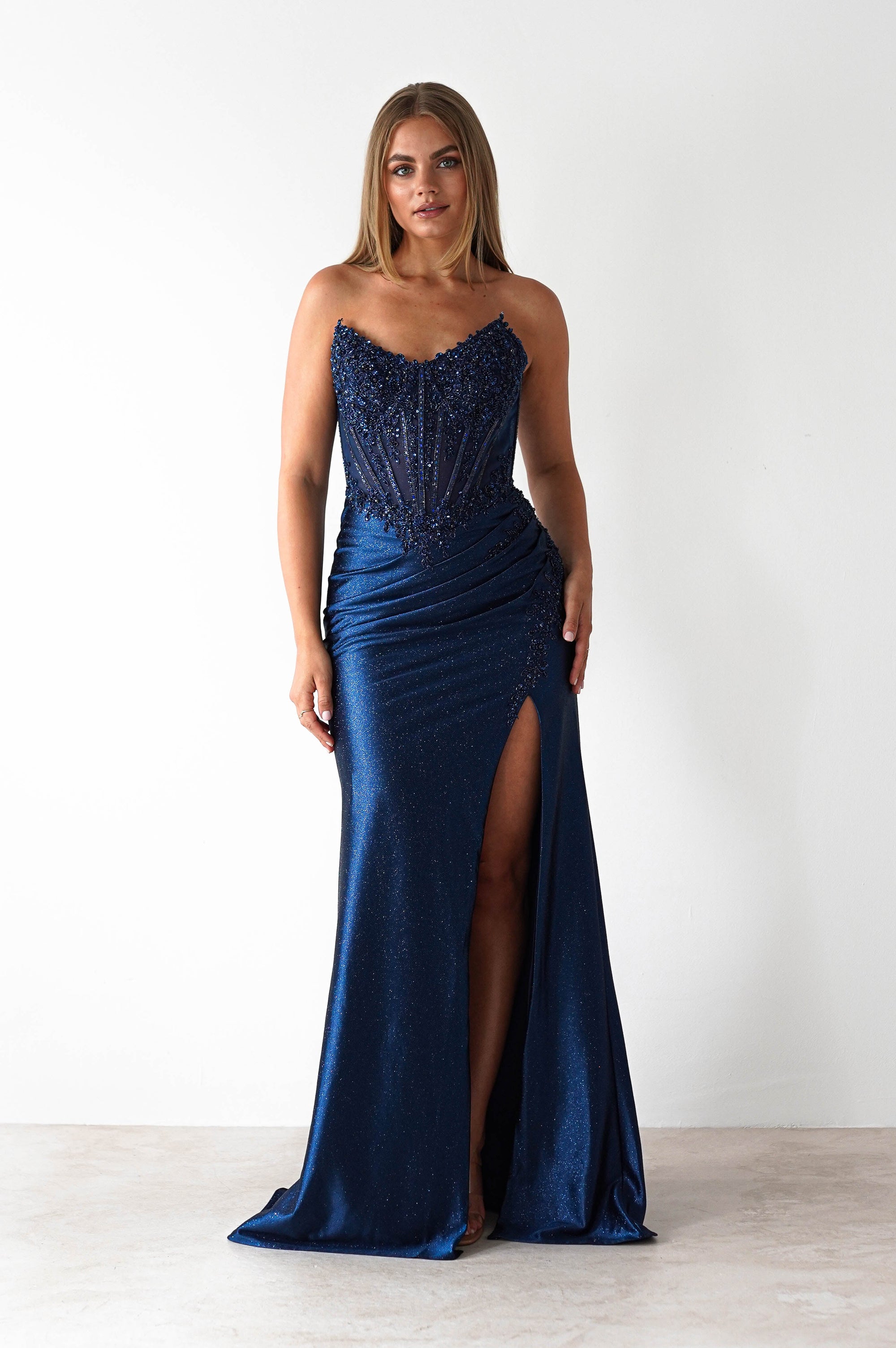 Caspian Embellished Bodycon Gown | Navy | Oh Hello Clothing | XXS (4)