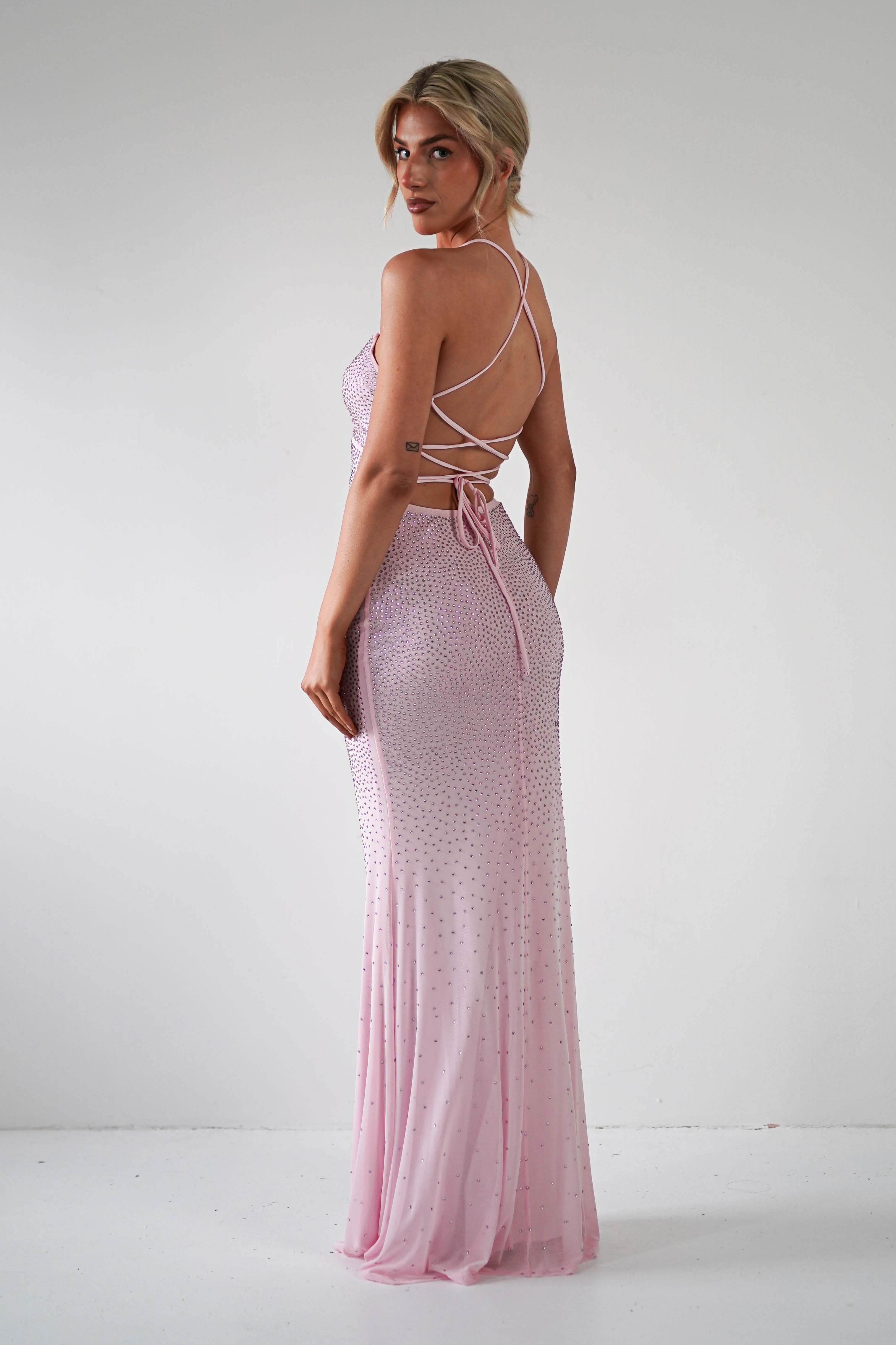 Cataleya Rhinestone Bodycon Gown | Pink - Oh Hello Clothing