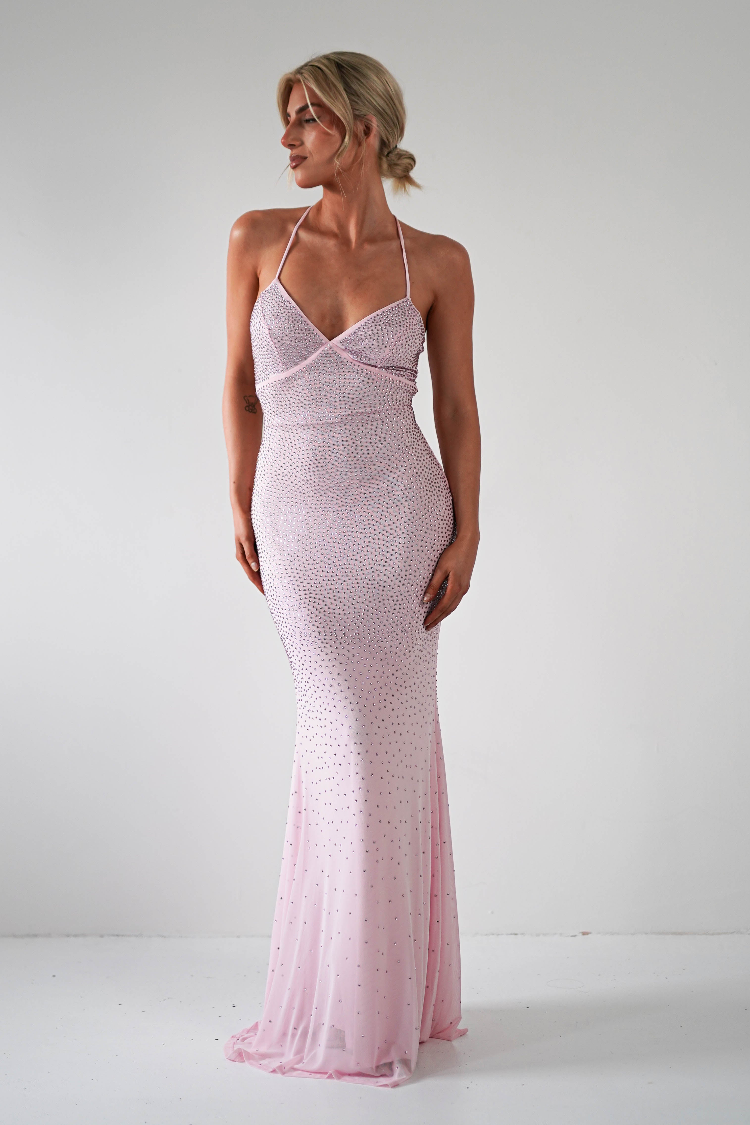 Cataleya Rhinestone Bodycon Gown | Pink - Oh Hello Clothing