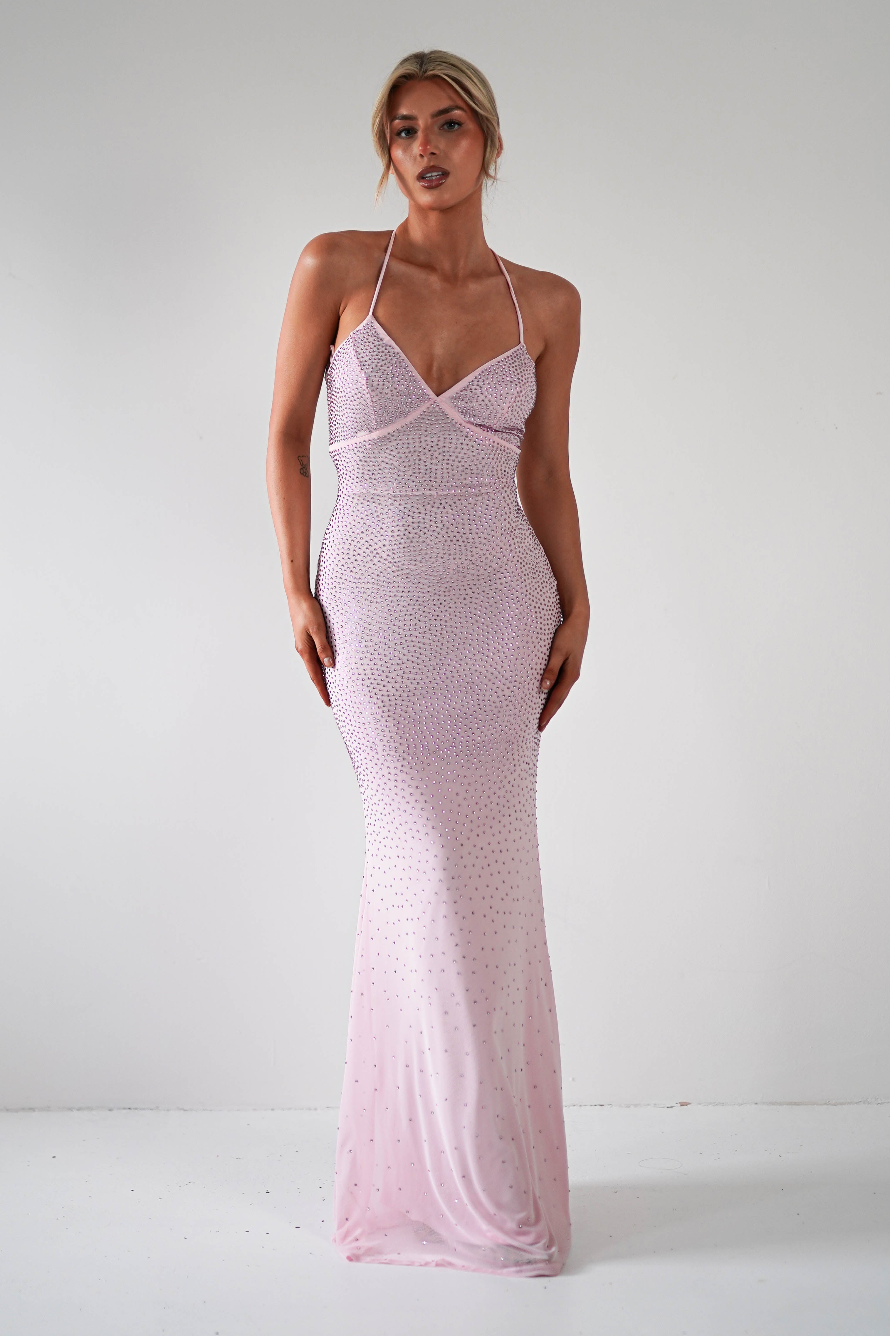 Cataleya Rhinestone Bodycon Gown | Pink - Oh Hello Clothing