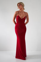 Cataleya Rhinestone Bodycon Gown | Red - Oh Hello Clothing