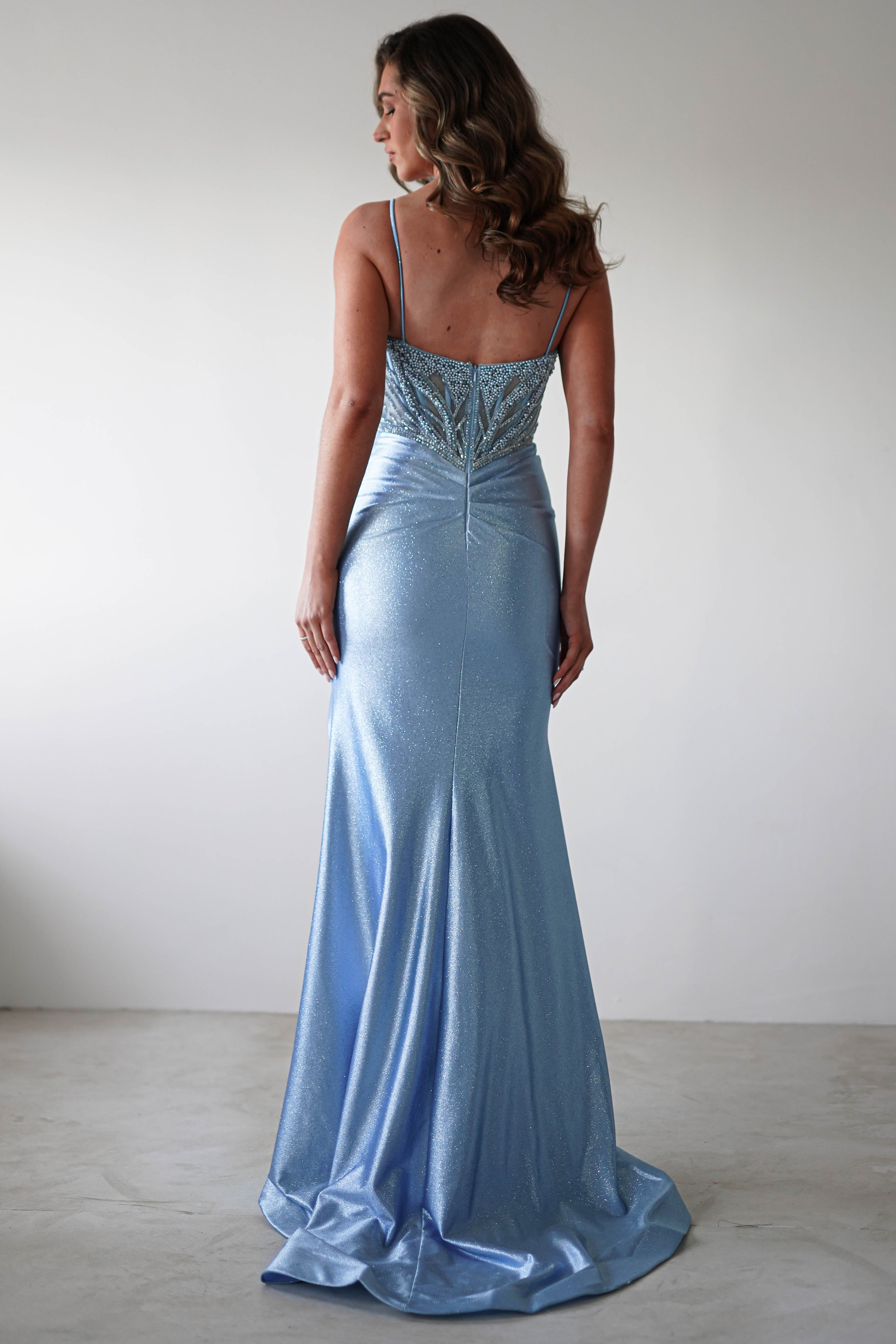Tiah Glitter Embellished Gown | Blue - Oh Hello Clothing