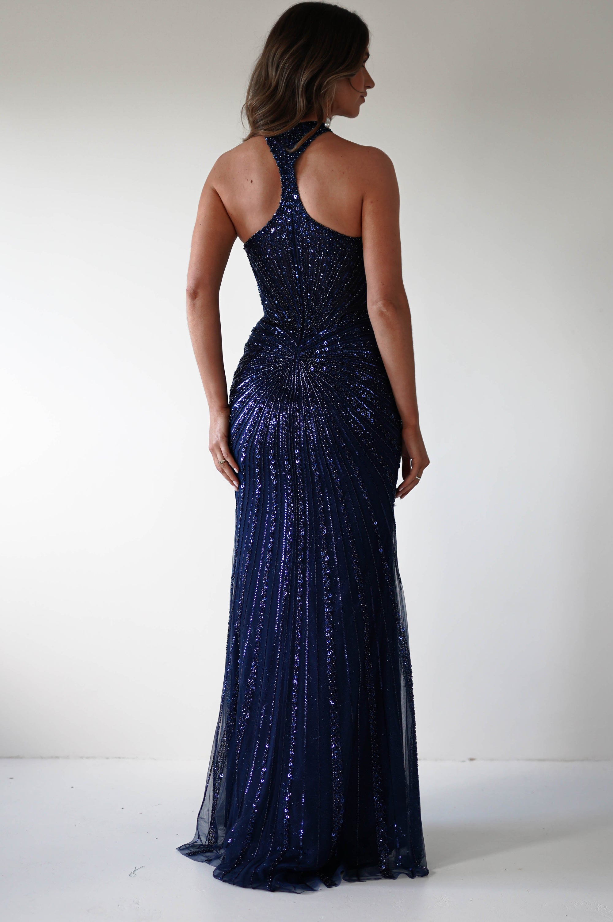Santana Beaded Keyhole Gown | Midnight - Oh Hello Clothing