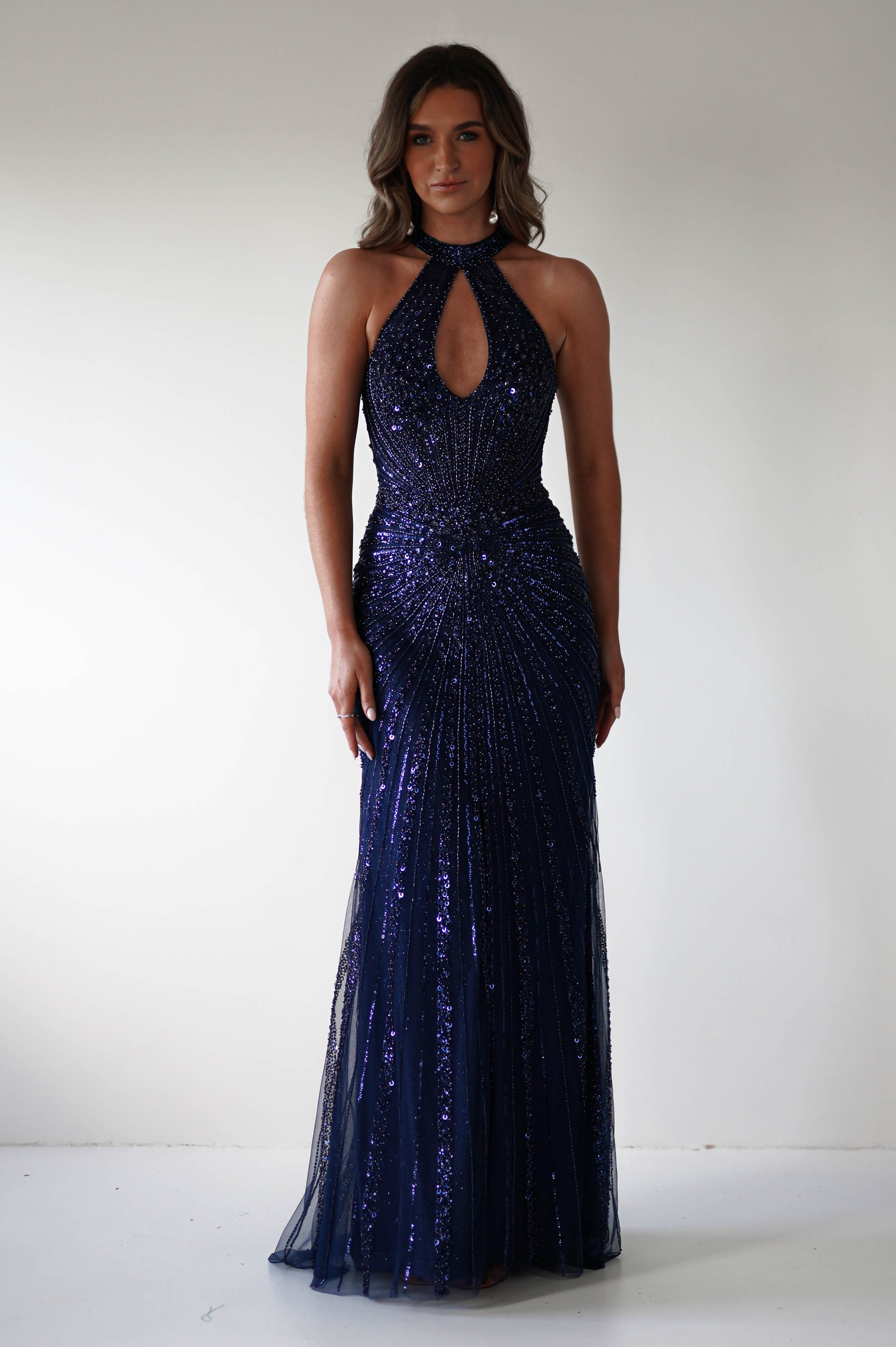 Santana Beaded Keyhole Gown | Midnight - Oh Hello Clothing