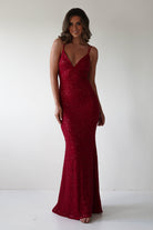 Nina Beaded Bodycon Gown | Red - Oh Hello Clothing