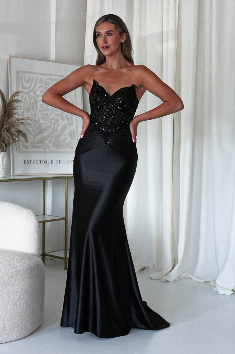 Raquel Bodycon Embellished Gown | Black | Oh Hello Clothing | S (8)