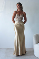 Raquel Bodycon Embellished Gown | Gold | Oh Hello Clothing | S (8)