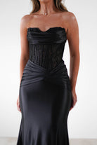 Misha Strapless Lace Detail Gown | Black - Oh Hello Clothing