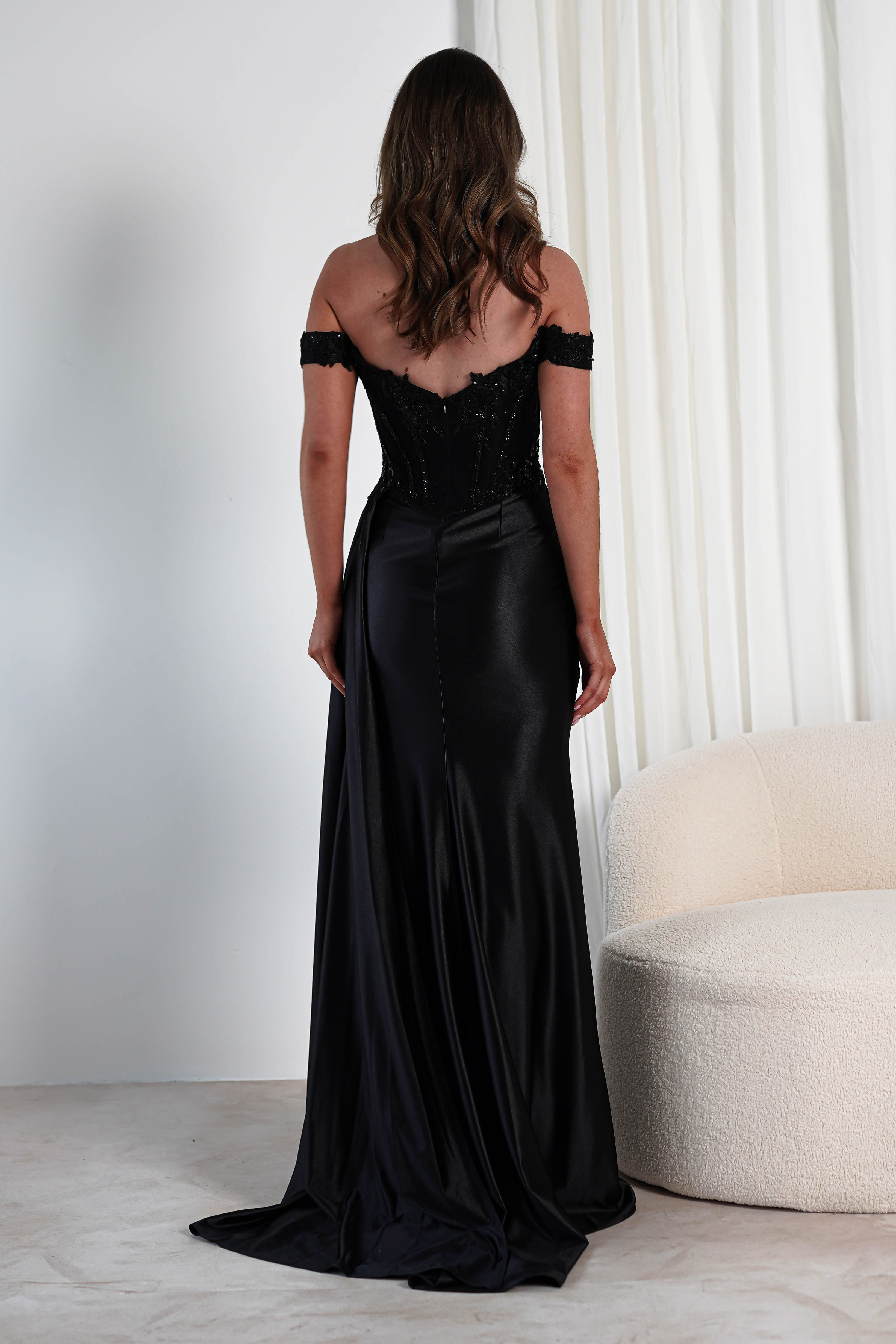 Marsela Lace Bodice Gown | Black - Oh Hello Clothing