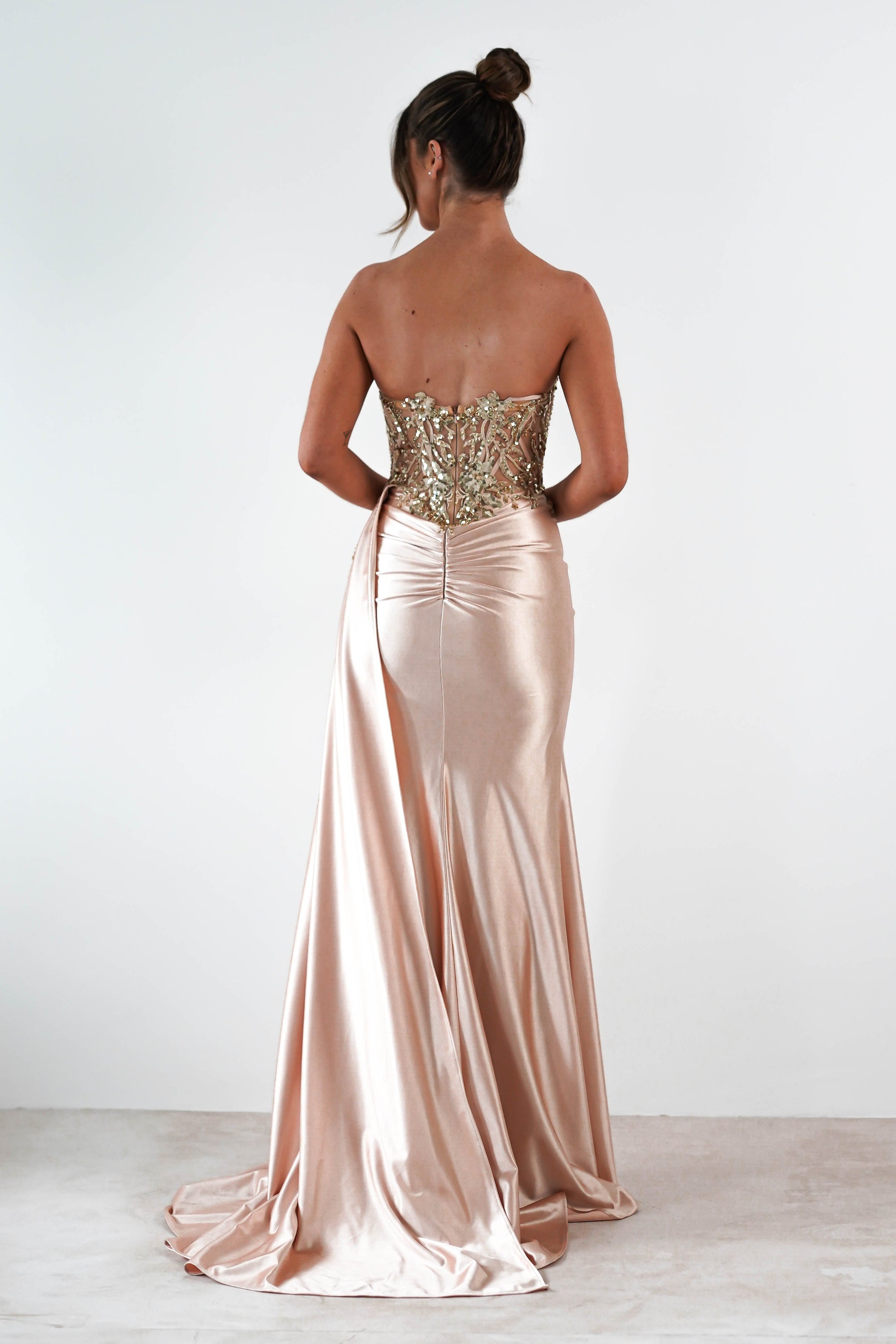 Saraya Bodycon Embellished Gown | Gold | Oh Hello Clothing | XS (6)