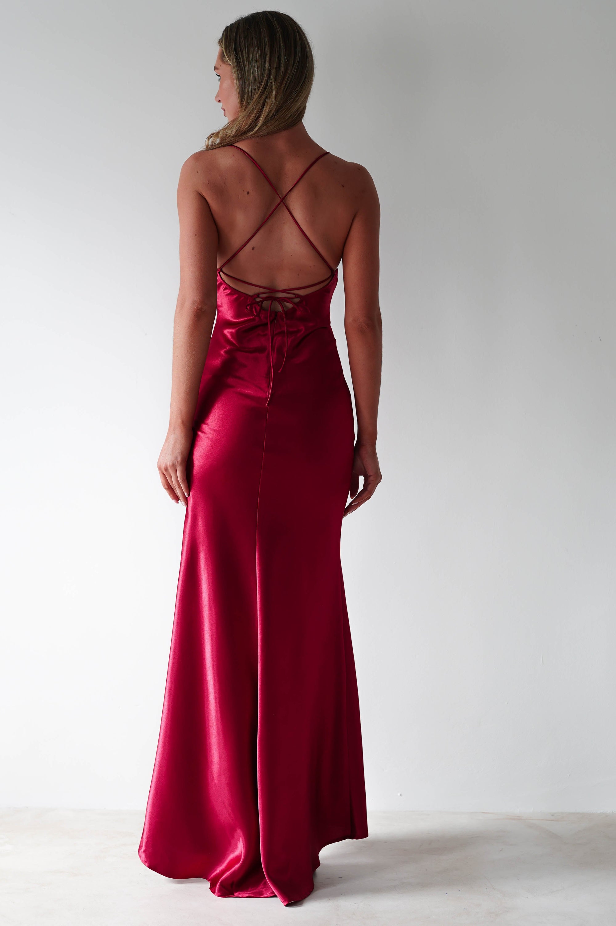 Celinee Satin Maxi Gown | Red - Oh Hello Clothing