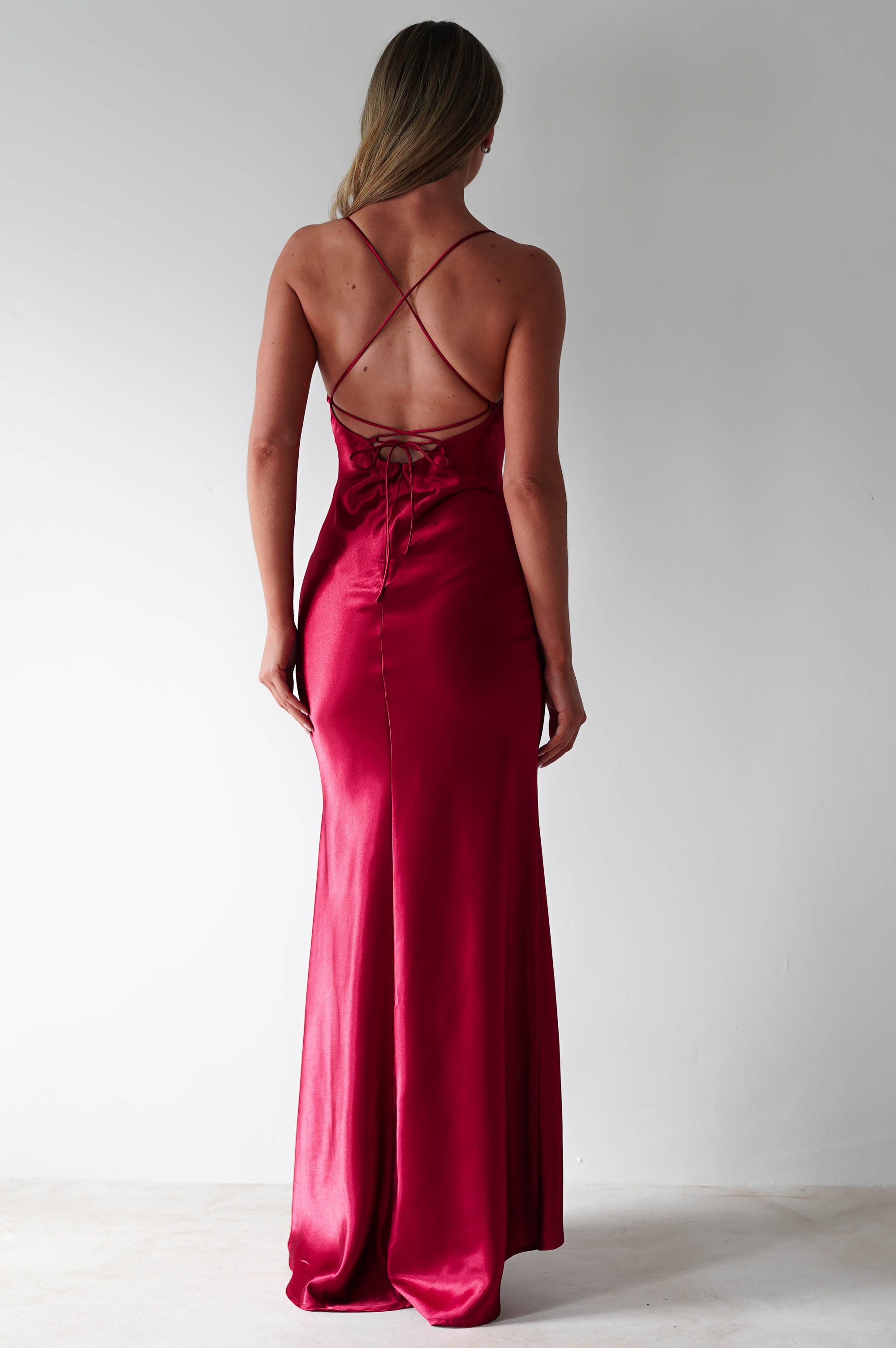 Celinee Satin Maxi Gown | Red - Oh Hello Clothing